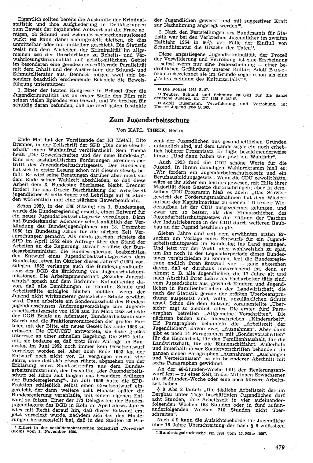 Neue Justiz (NJ), Zeitschrift für Recht und Rechtswissenschaft [Deutsche Demokratische Republik (DDR)], 11. Jahrgang 1957, Seite 479 (NJ DDR 1957, S. 479)