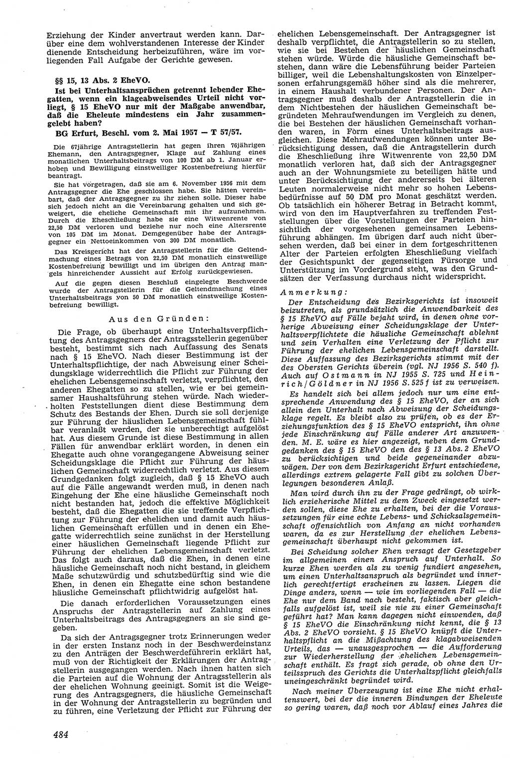 Neue Justiz (NJ), Zeitschrift für Recht und Rechtswissenschaft [Deutsche Demokratische Republik (DDR)], 11. Jahrgang 1957, Seite 484 (NJ DDR 1957, S. 484)