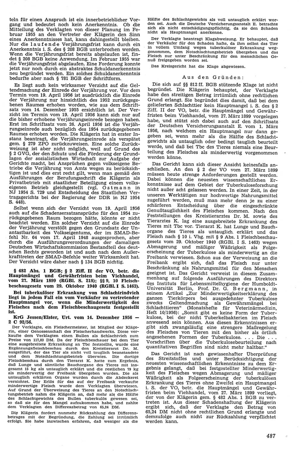 Neue Justiz (NJ), Zeitschrift für Recht und Rechtswissenschaft [Deutsche Demokratische Republik (DDR)], 11. Jahrgang 1957, Seite 487 (NJ DDR 1957, S. 487)