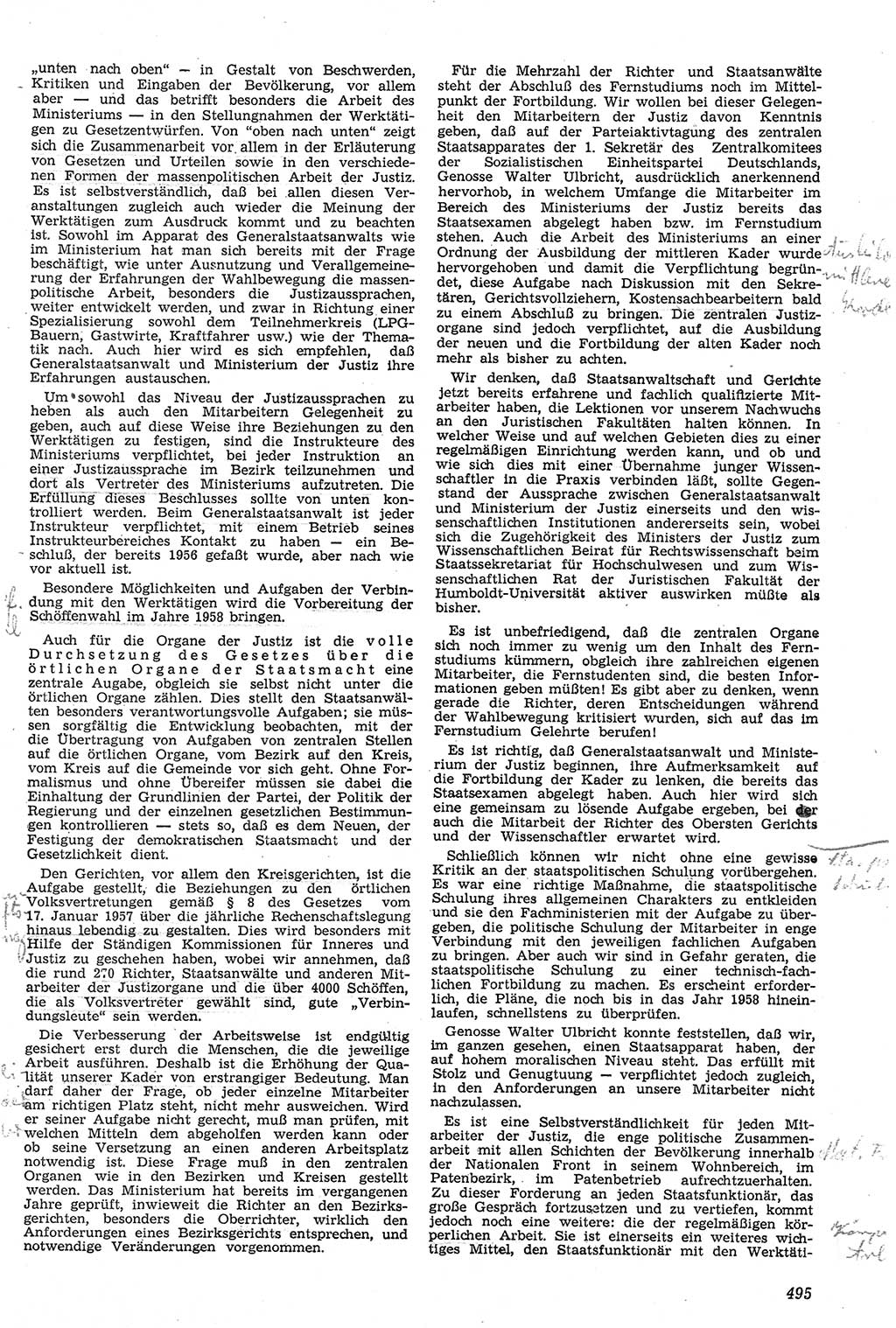 Neue Justiz (NJ), Zeitschrift für Recht und Rechtswissenschaft [Deutsche Demokratische Republik (DDR)], 11. Jahrgang 1957, Seite 495 (NJ DDR 1957, S. 495)