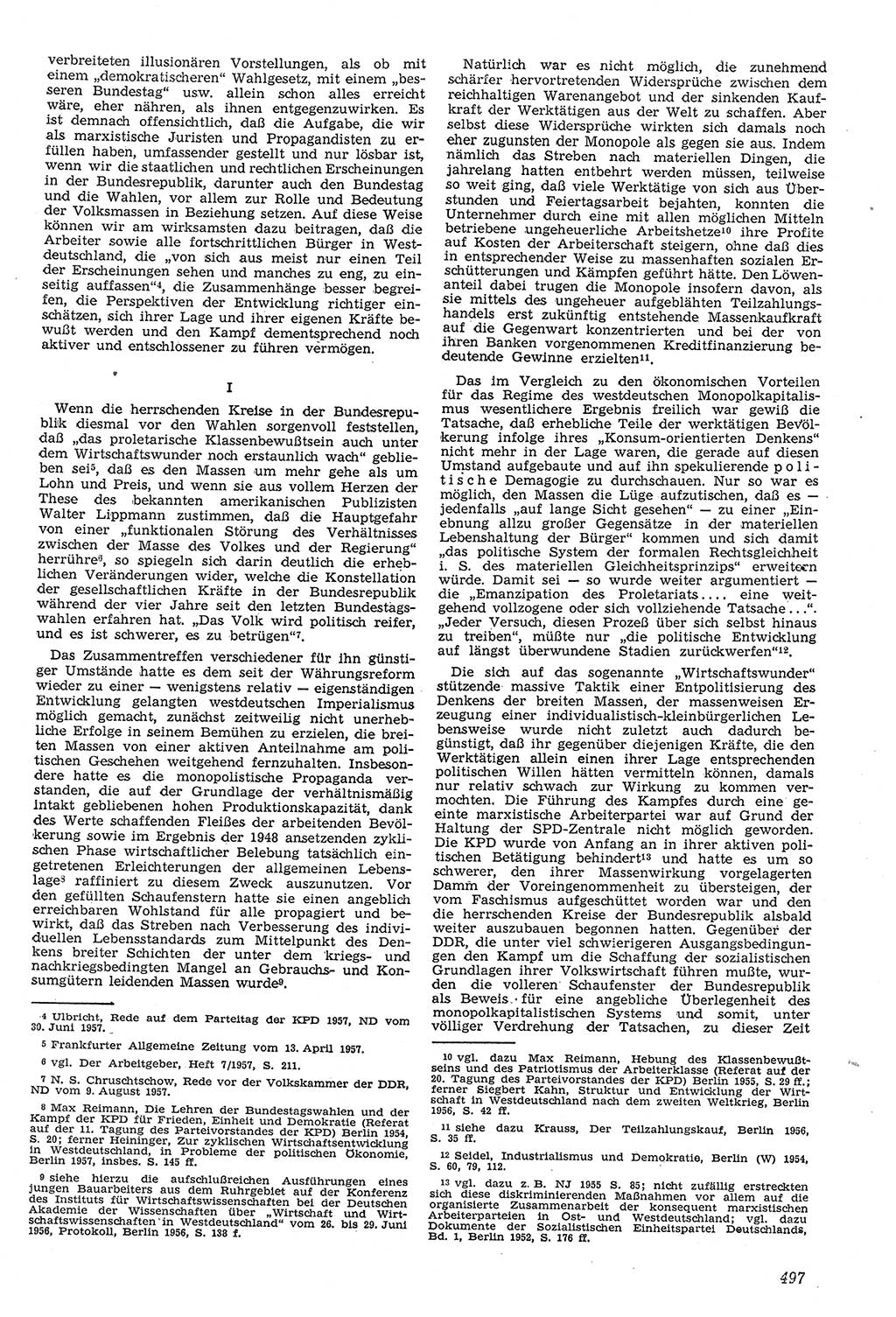 Neue Justiz (NJ), Zeitschrift für Recht und Rechtswissenschaft [Deutsche Demokratische Republik (DDR)], 11. Jahrgang 1957, Seite 497 (NJ DDR 1957, S. 497)