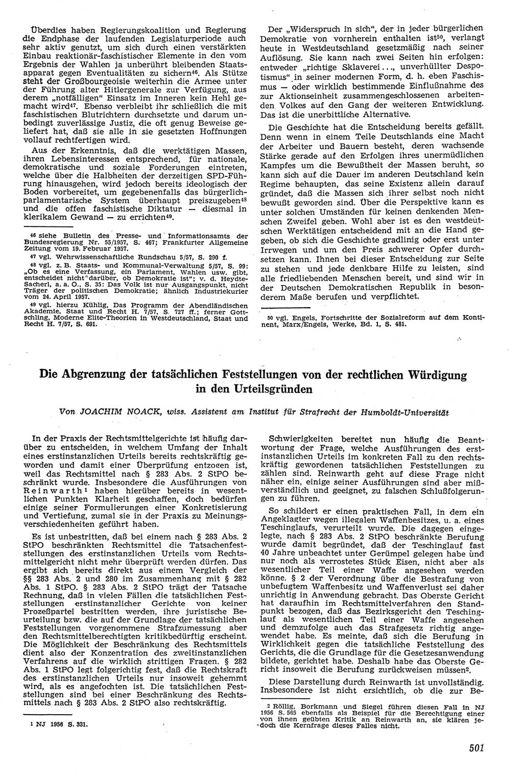Neue Justiz (NJ), Zeitschrift für Recht und Rechtswissenschaft [Deutsche Demokratische Republik (DDR)], 11. Jahrgang 1957, Seite 501 (NJ DDR 1957, S. 501)