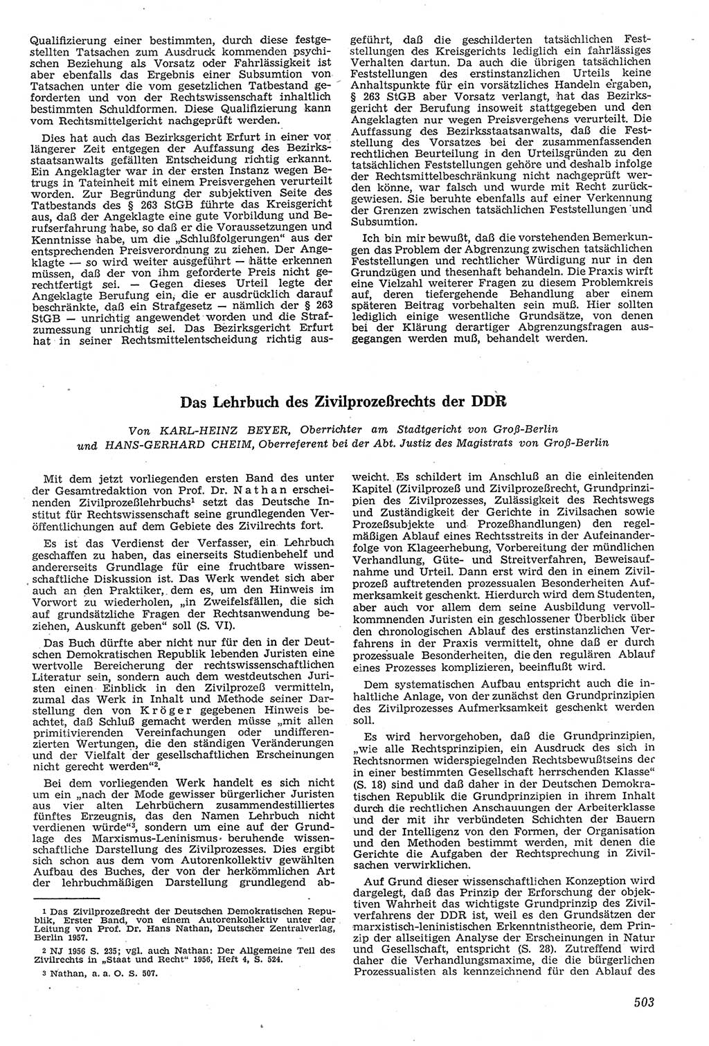 Neue Justiz (NJ), Zeitschrift für Recht und Rechtswissenschaft [Deutsche Demokratische Republik (DDR)], 11. Jahrgang 1957, Seite 503 (NJ DDR 1957, S. 503)