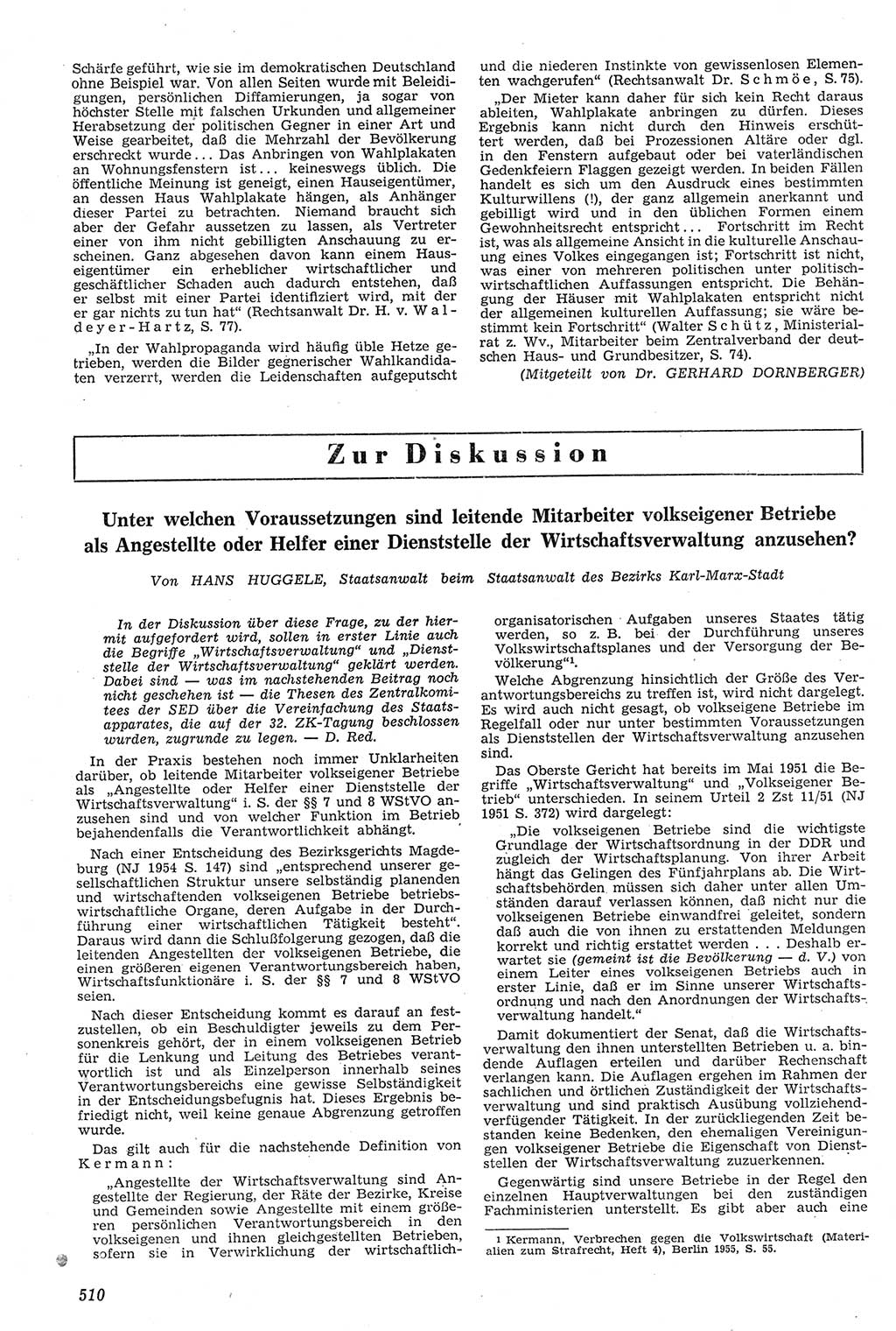 Neue Justiz (NJ), Zeitschrift für Recht und Rechtswissenschaft [Deutsche Demokratische Republik (DDR)], 11. Jahrgang 1957, Seite 510 (NJ DDR 1957, S. 510)