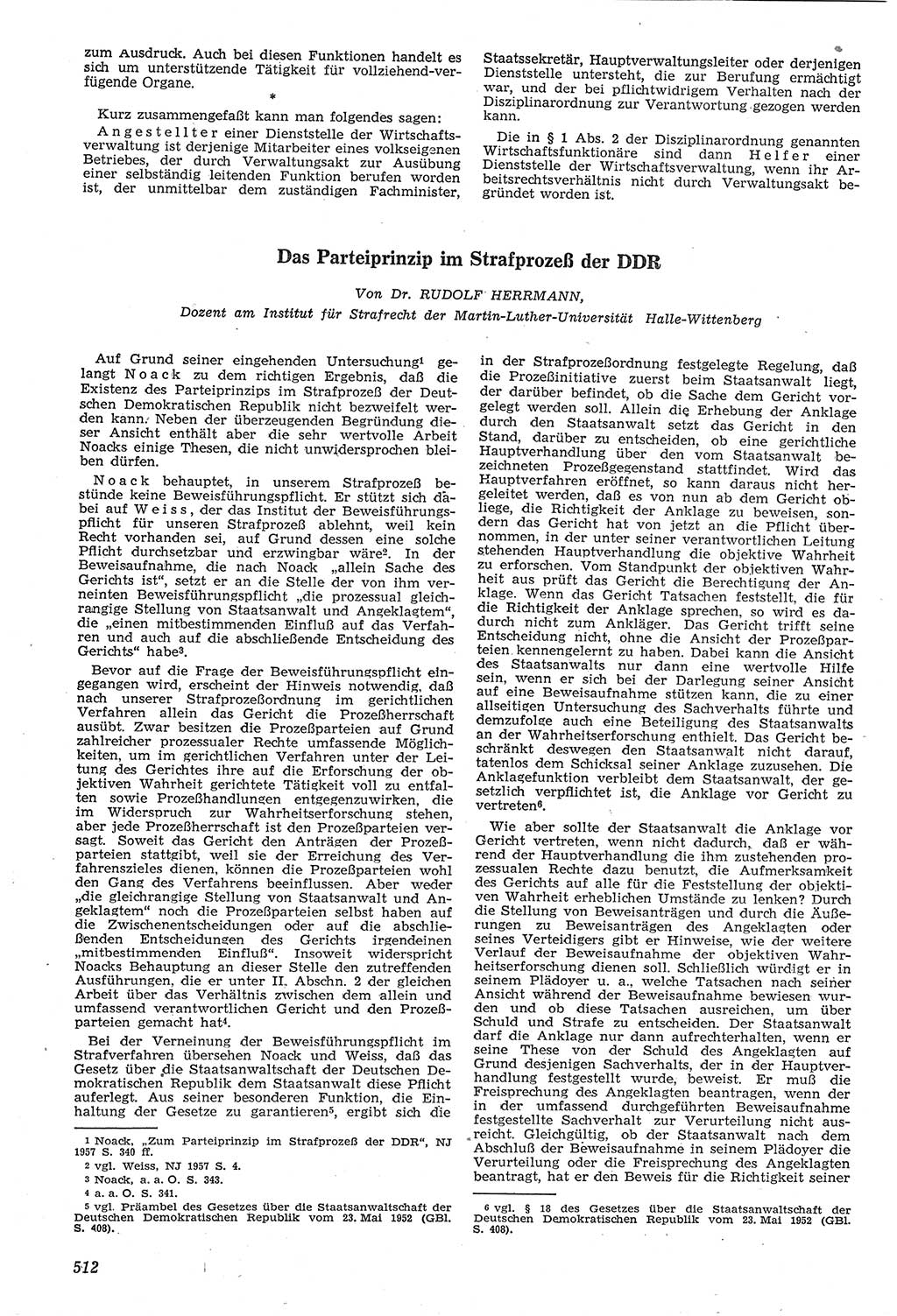 Neue Justiz (NJ), Zeitschrift für Recht und Rechtswissenschaft [Deutsche Demokratische Republik (DDR)], 11. Jahrgang 1957, Seite 512 (NJ DDR 1957, S. 512)