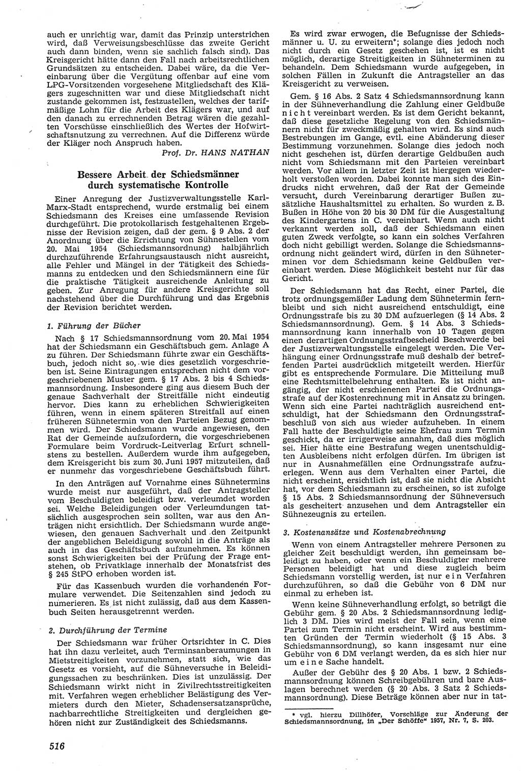 Neue Justiz (NJ), Zeitschrift für Recht und Rechtswissenschaft [Deutsche Demokratische Republik (DDR)], 11. Jahrgang 1957, Seite 516 (NJ DDR 1957, S. 516)