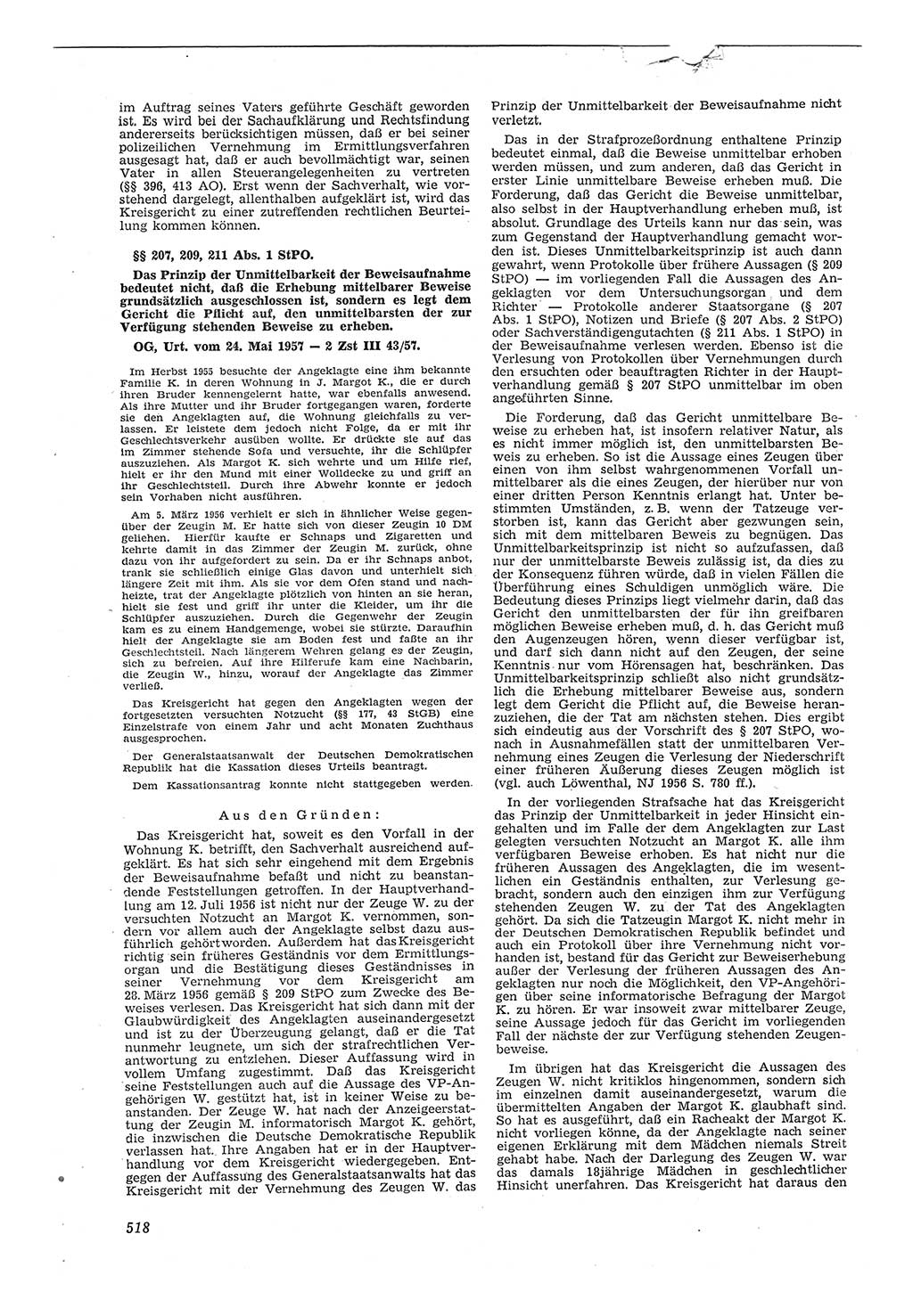 Neue Justiz (NJ), Zeitschrift für Recht und Rechtswissenschaft [Deutsche Demokratische Republik (DDR)], 11. Jahrgang 1957, Seite 518 (NJ DDR 1957, S. 518)