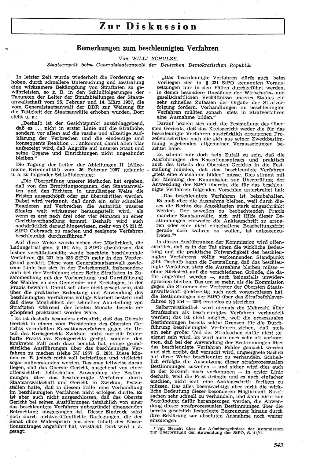 Neue Justiz (NJ), Zeitschrift für Recht und Rechtswissenschaft [Deutsche Demokratische Republik (DDR)], 11. Jahrgang 1957, Seite 543 (NJ DDR 1957, S. 543)