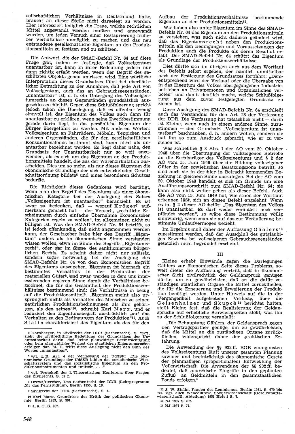 Neue Justiz (NJ), Zeitschrift für Recht und Rechtswissenschaft [Deutsche Demokratische Republik (DDR)], 11. Jahrgang 1957, Seite 548 (NJ DDR 1957, S. 548)