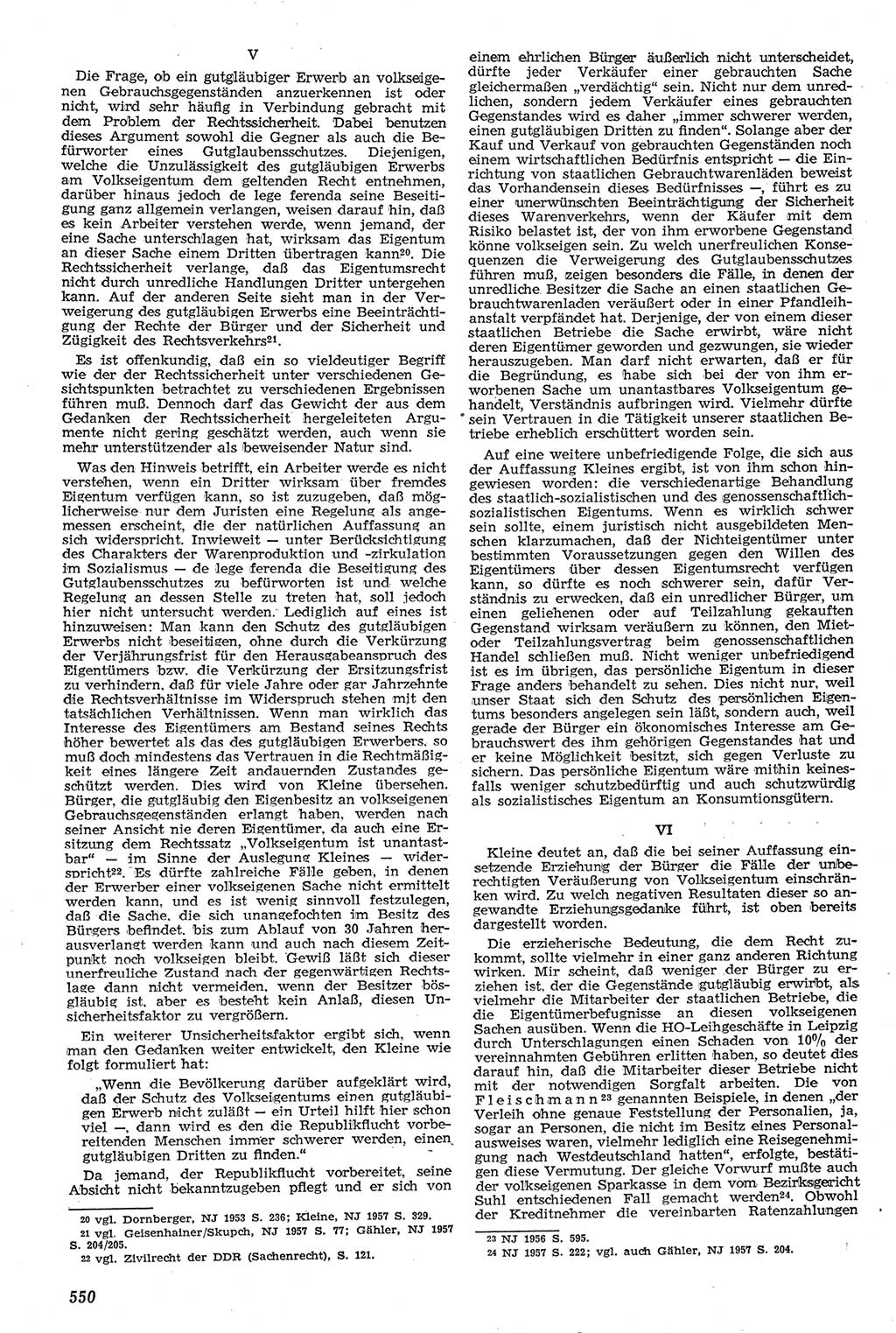 Neue Justiz (NJ), Zeitschrift für Recht und Rechtswissenschaft [Deutsche Demokratische Republik (DDR)], 11. Jahrgang 1957, Seite 550 (NJ DDR 1957, S. 550)