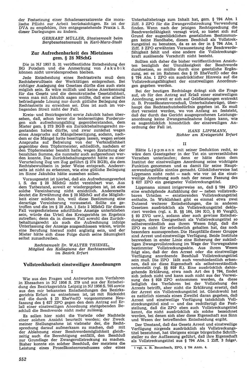 Neue Justiz (NJ), Zeitschrift für Recht und Rechtswissenschaft [Deutsche Demokratische Republik (DDR)], 11. Jahrgang 1957, Seite 552 (NJ DDR 1957, S. 552)
