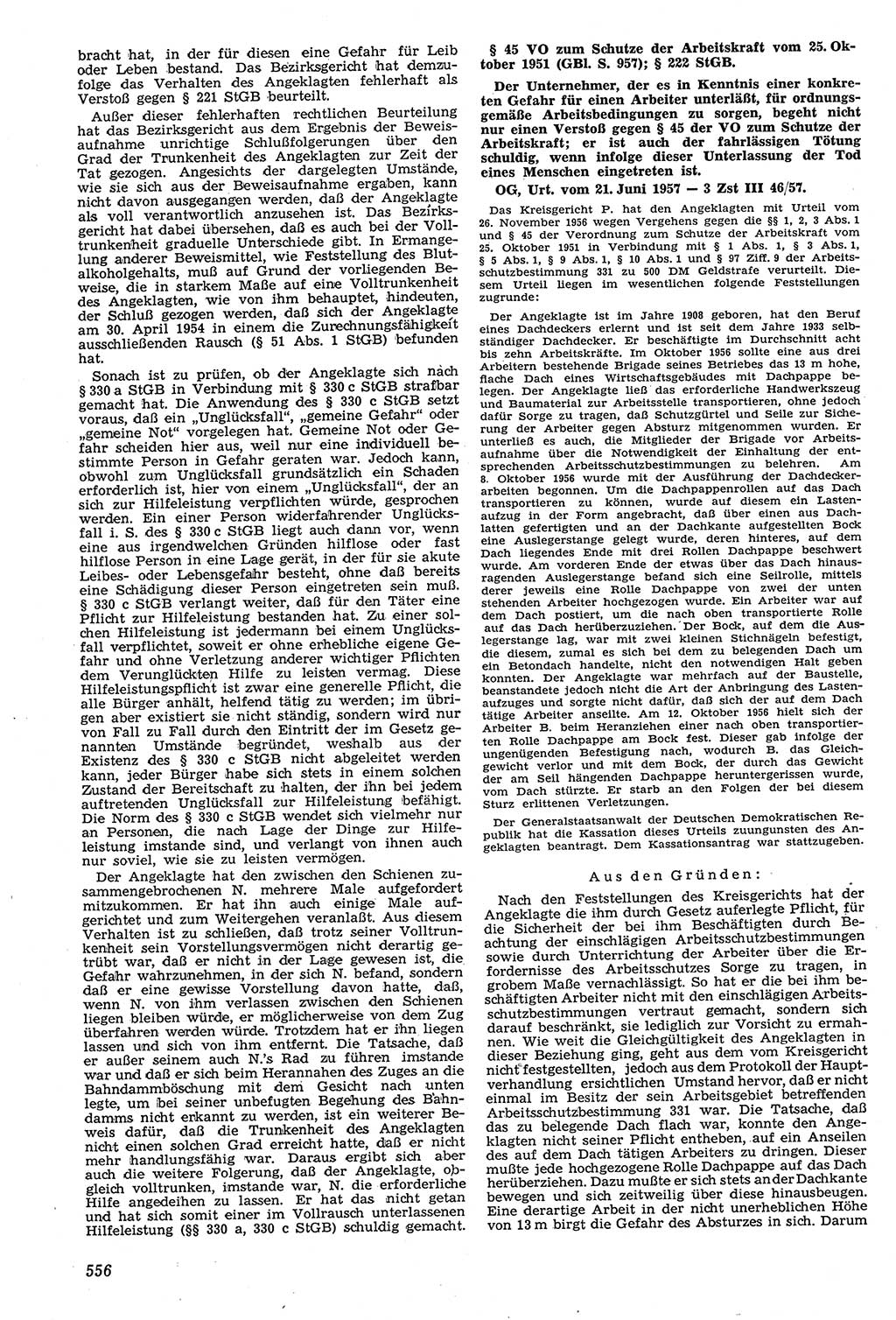 Neue Justiz (NJ), Zeitschrift für Recht und Rechtswissenschaft [Deutsche Demokratische Republik (DDR)], 11. Jahrgang 1957, Seite 556 (NJ DDR 1957, S. 556)