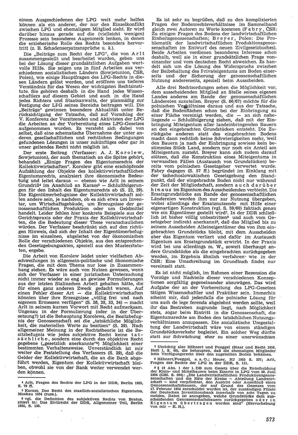 Neue Justiz (NJ), Zeitschrift für Recht und Rechtswissenschaft [Deutsche Demokratische Republik (DDR)], 11. Jahrgang 1957, Seite 573 (NJ DDR 1957, S. 573)
