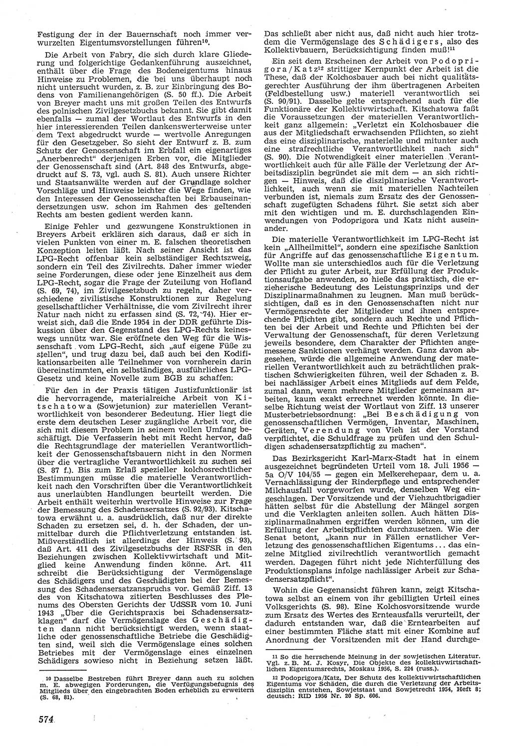 Neue Justiz (NJ), Zeitschrift für Recht und Rechtswissenschaft [Deutsche Demokratische Republik (DDR)], 11. Jahrgang 1957, Seite 574 (NJ DDR 1957, S. 574)