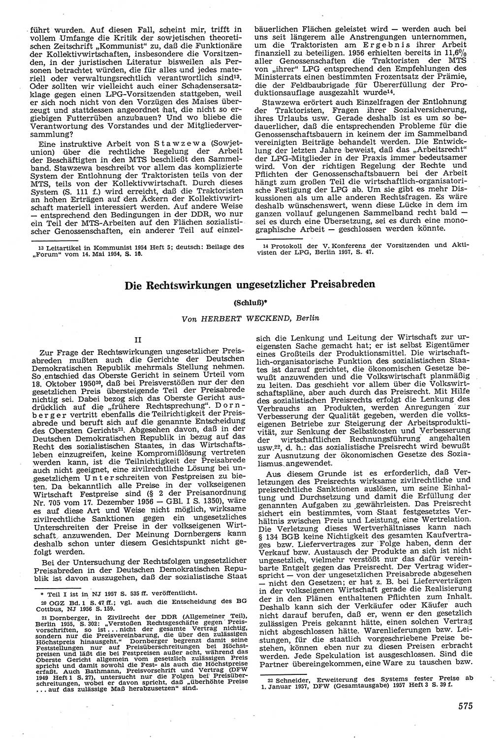 Neue Justiz (NJ), Zeitschrift für Recht und Rechtswissenschaft [Deutsche Demokratische Republik (DDR)], 11. Jahrgang 1957, Seite 575 (NJ DDR 1957, S. 575)