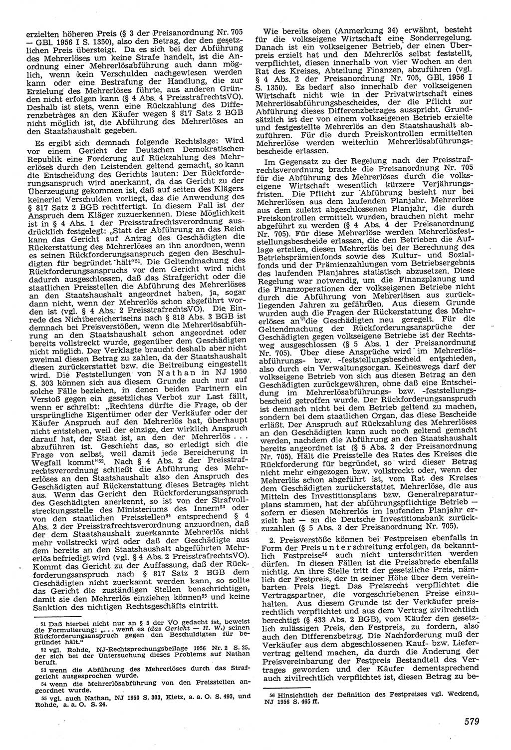 Neue Justiz (NJ), Zeitschrift für Recht und Rechtswissenschaft [Deutsche Demokratische Republik (DDR)], 11. Jahrgang 1957, Seite 579 (NJ DDR 1957, S. 579)