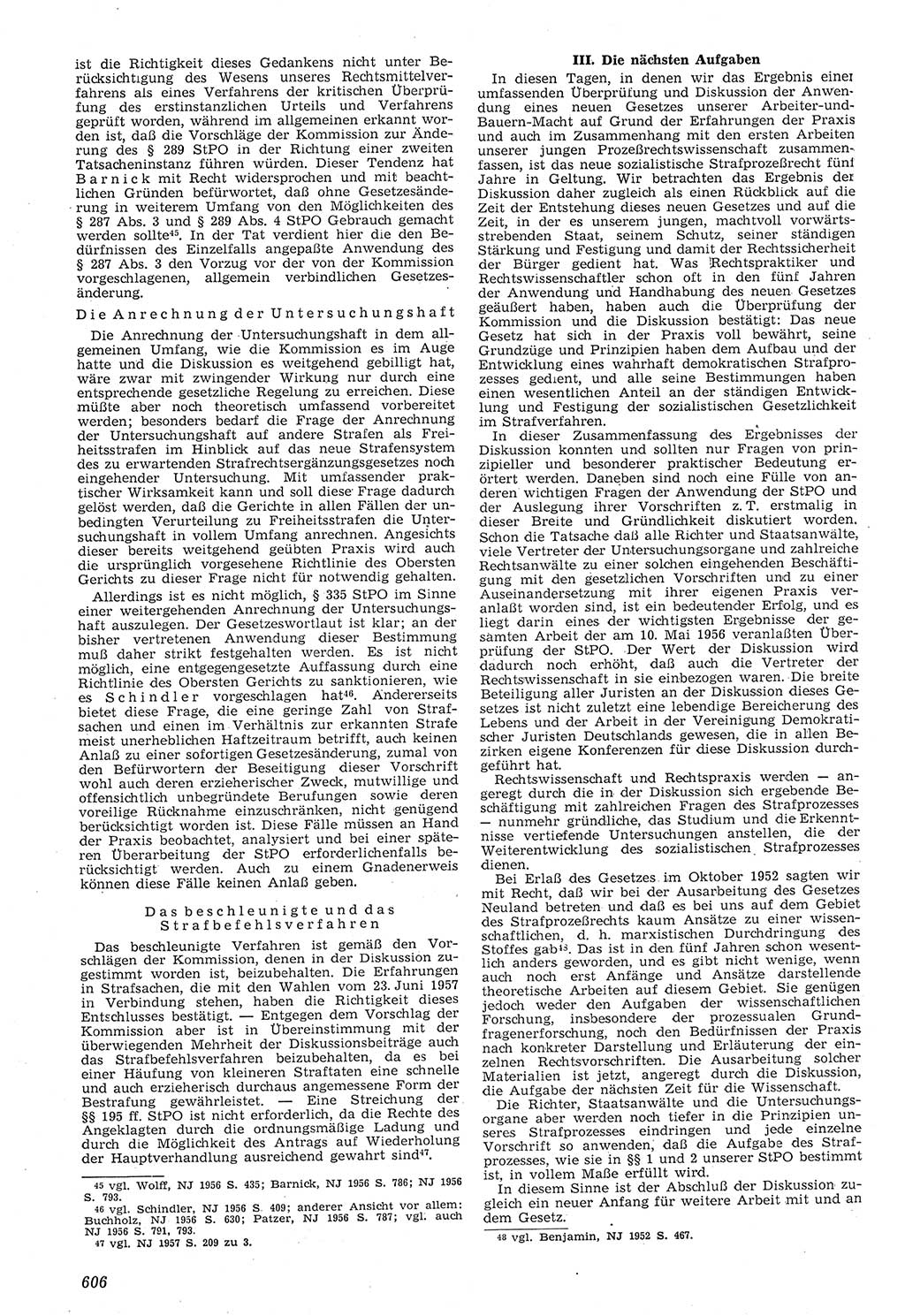 Neue Justiz (NJ), Zeitschrift für Recht und Rechtswissenschaft [Deutsche Demokratische Republik (DDR)], 11. Jahrgang 1957, Seite 606 (NJ DDR 1957, S. 606)