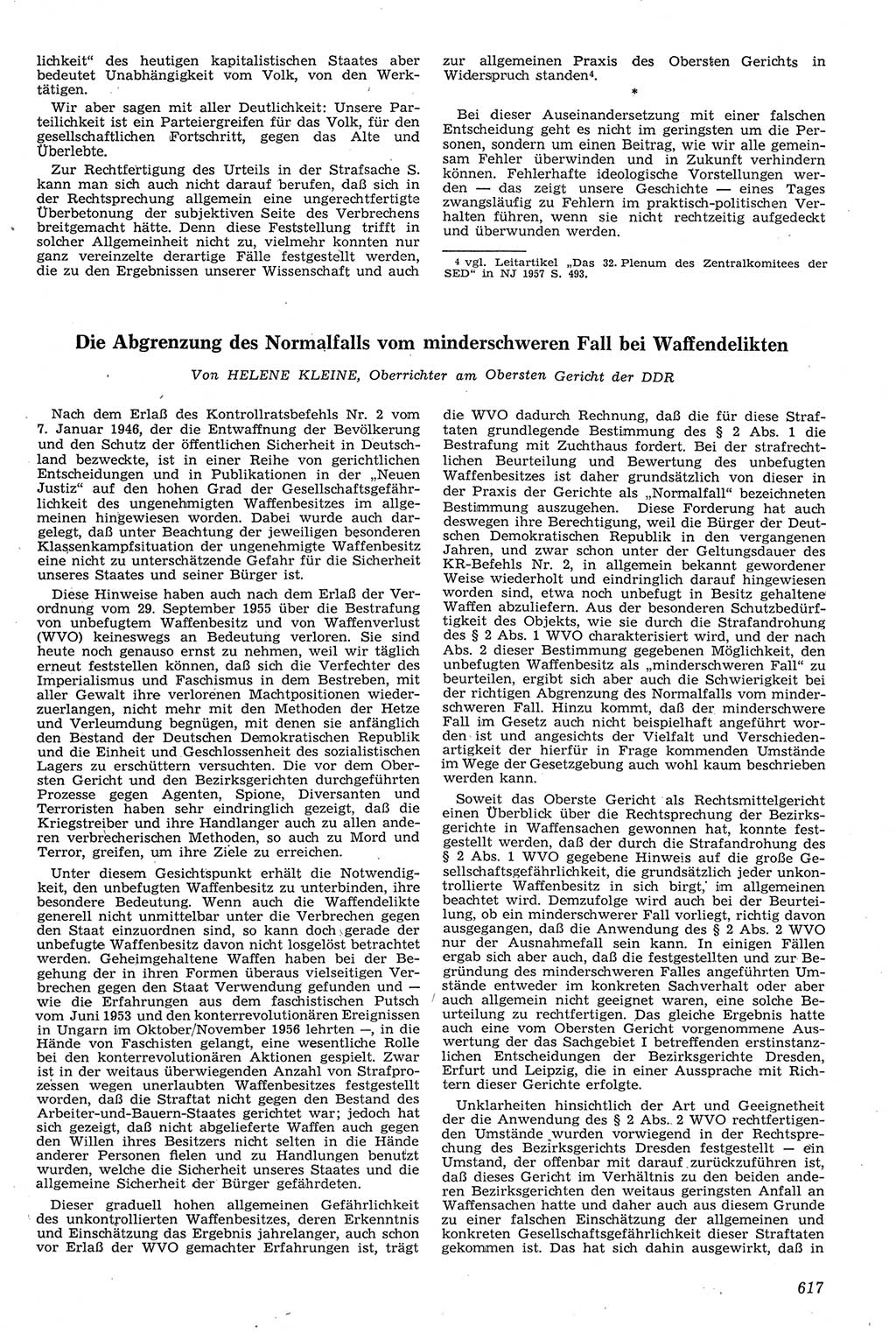 Neue Justiz (NJ), Zeitschrift für Recht und Rechtswissenschaft [Deutsche Demokratische Republik (DDR)], 11. Jahrgang 1957, Seite 617 (NJ DDR 1957, S. 617)