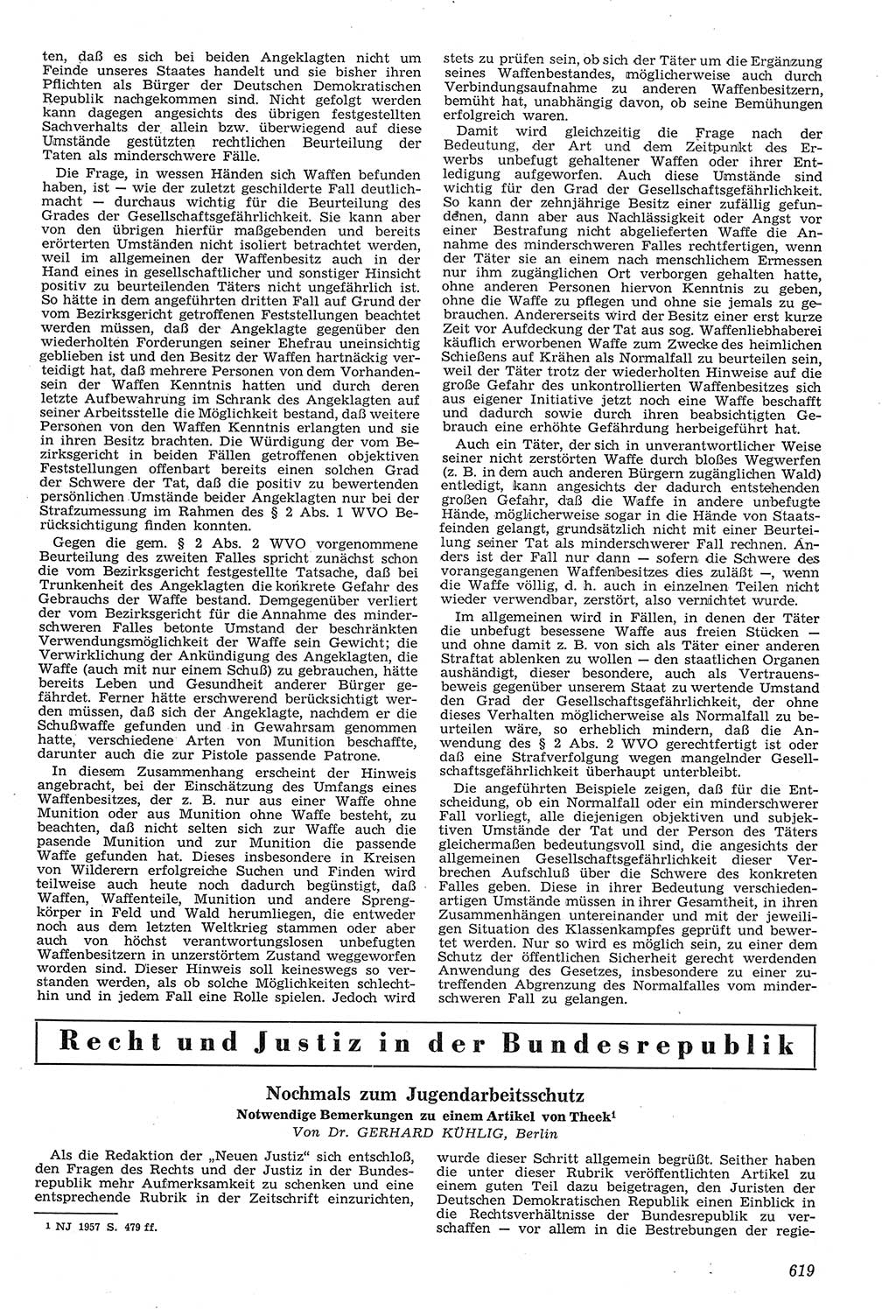 Neue Justiz (NJ), Zeitschrift für Recht und Rechtswissenschaft [Deutsche Demokratische Republik (DDR)], 11. Jahrgang 1957, Seite 619 (NJ DDR 1957, S. 619)