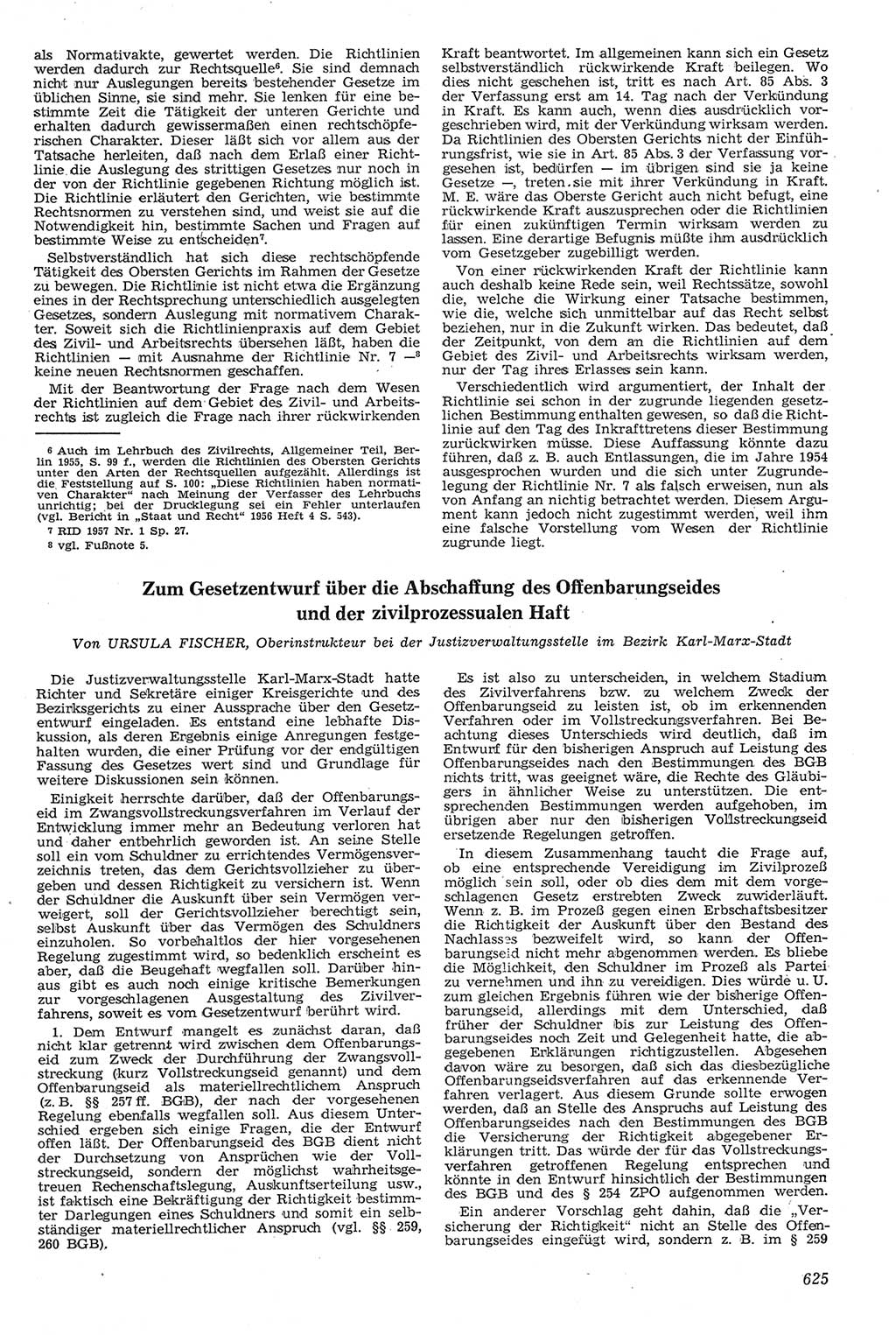 Neue Justiz (NJ), Zeitschrift für Recht und Rechtswissenschaft [Deutsche Demokratische Republik (DDR)], 11. Jahrgang 1957, Seite 625 (NJ DDR 1957, S. 625)