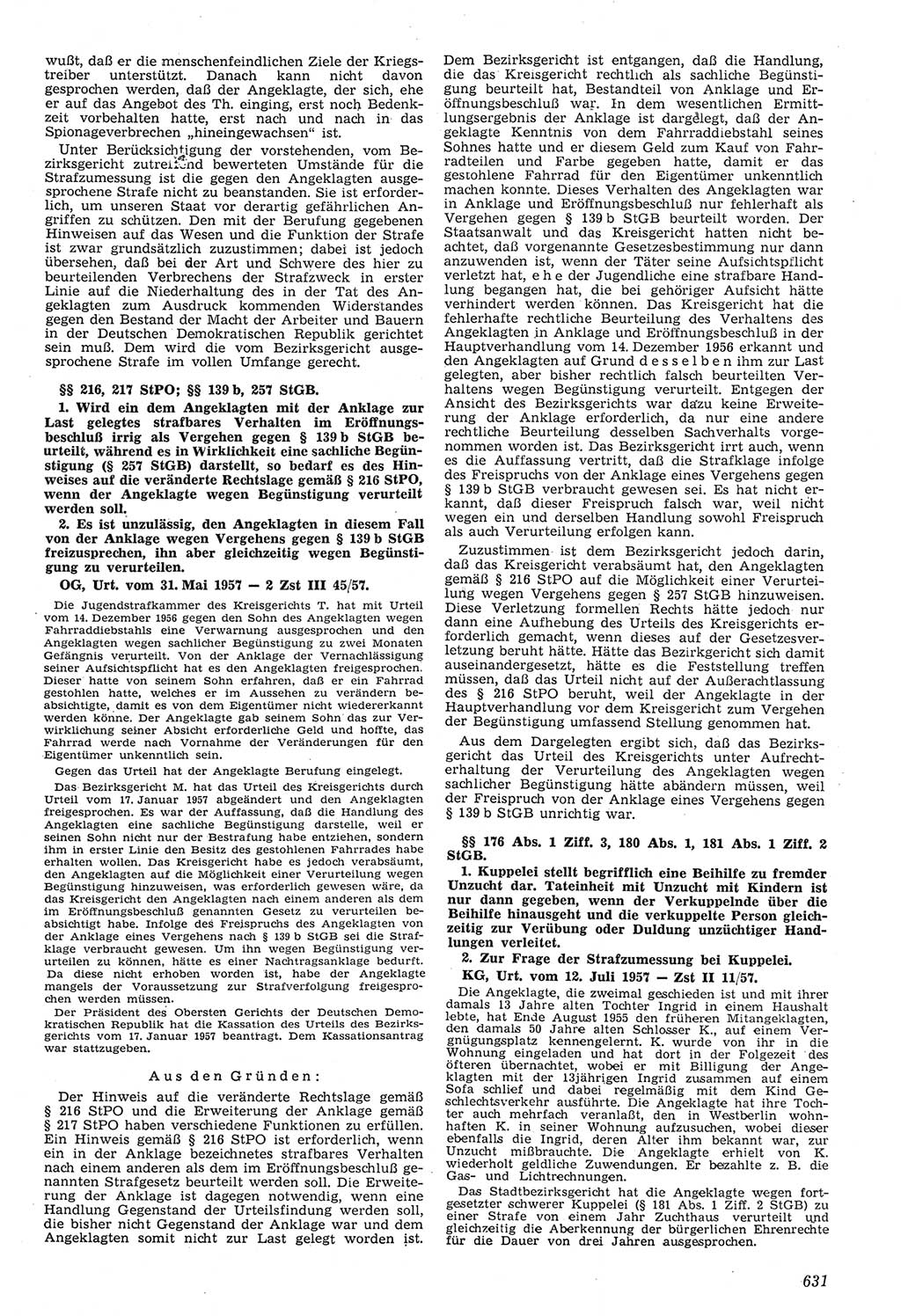 Neue Justiz (NJ), Zeitschrift für Recht und Rechtswissenschaft [Deutsche Demokratische Republik (DDR)], 11. Jahrgang 1957, Seite 631 (NJ DDR 1957, S. 631)