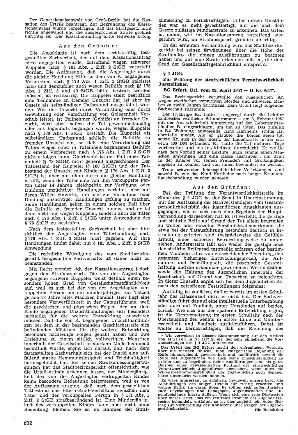 Neue Justiz (NJ), Zeitschrift für Recht und Rechtswissenschaft [Deutsche Demokratische Republik (DDR)], 11. Jahrgang 1957, Seite 632 (NJ DDR 1957, S. 632)