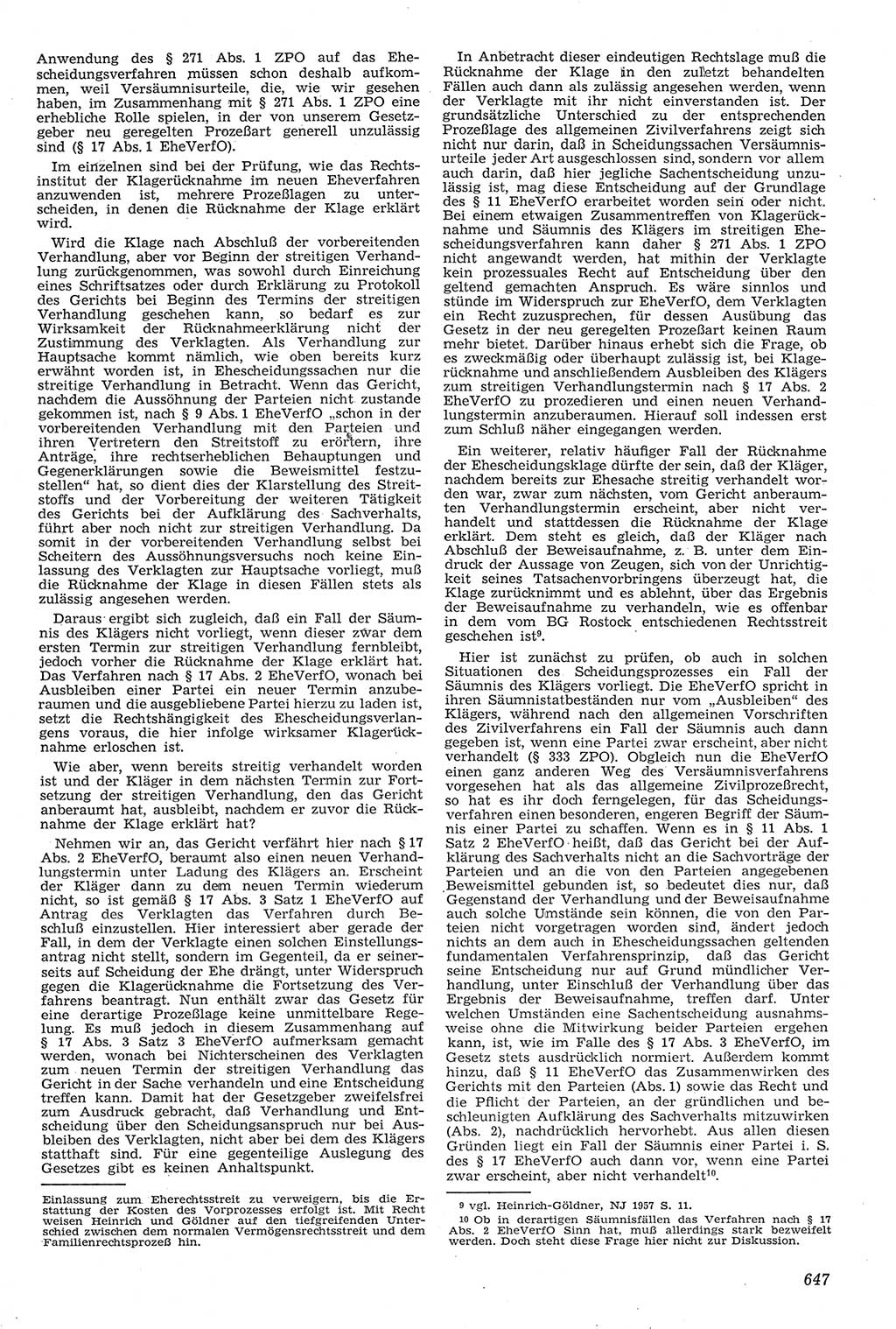 Neue Justiz (NJ), Zeitschrift für Recht und Rechtswissenschaft [Deutsche Demokratische Republik (DDR)], 11. Jahrgang 1957, Seite 647 (NJ DDR 1957, S. 647)
