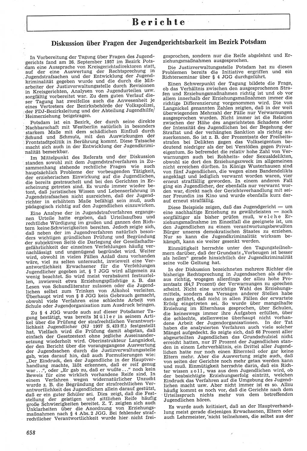 Neue Justiz (NJ), Zeitschrift für Recht und Rechtswissenschaft [Deutsche Demokratische Republik (DDR)], 11. Jahrgang 1957, Seite 658 (NJ DDR 1957, S. 658)