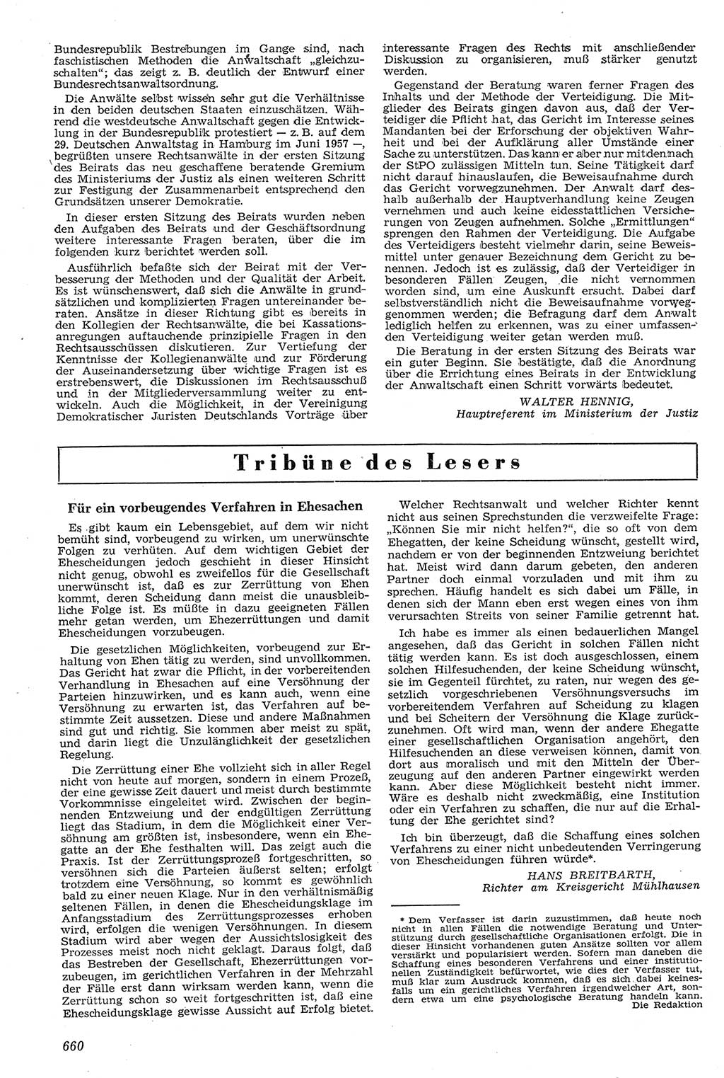 Neue Justiz (NJ), Zeitschrift für Recht und Rechtswissenschaft [Deutsche Demokratische Republik (DDR)], 11. Jahrgang 1957, Seite 660 (NJ DDR 1957, S. 660)