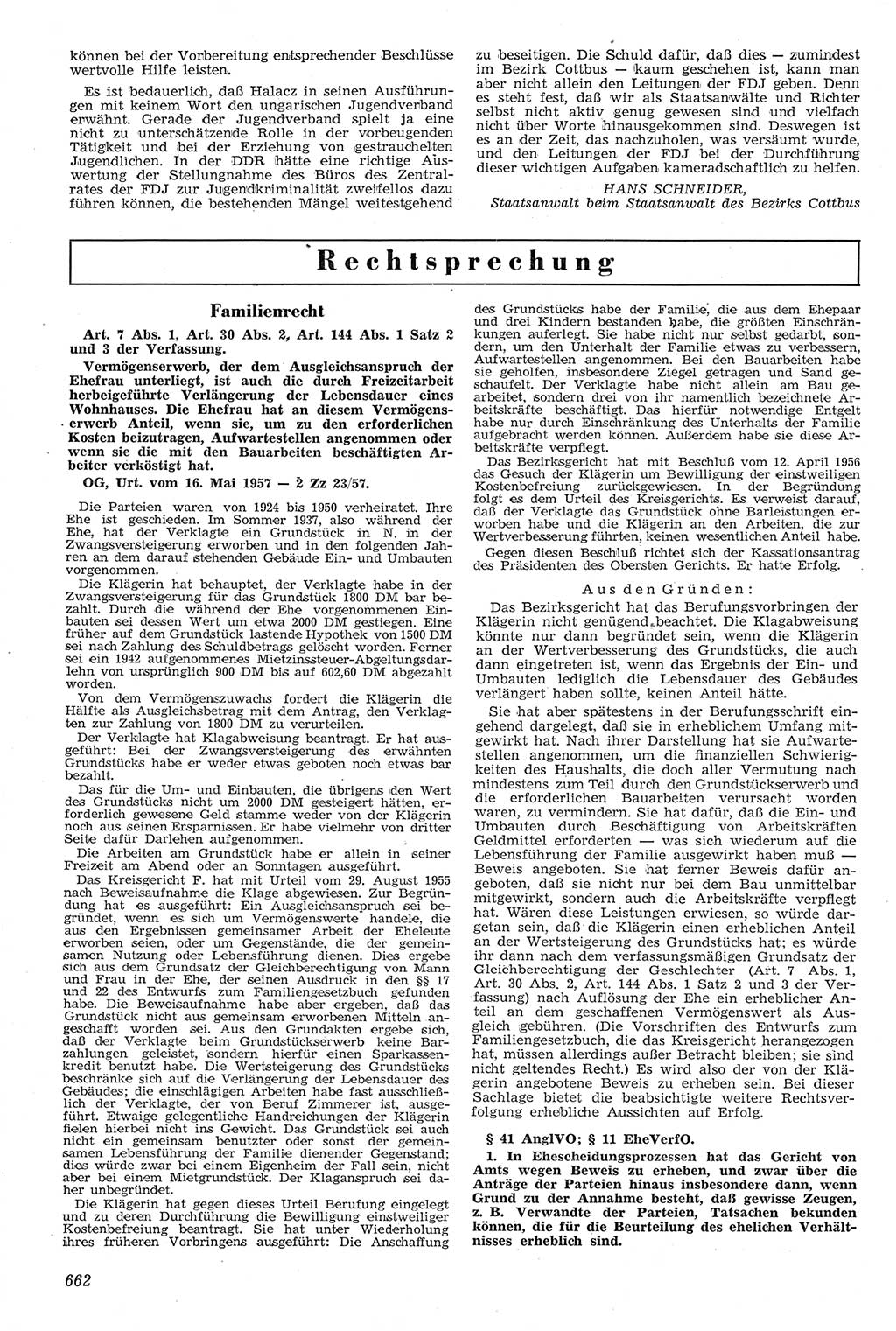 Neue Justiz (NJ), Zeitschrift für Recht und Rechtswissenschaft [Deutsche Demokratische Republik (DDR)], 11. Jahrgang 1957, Seite 662 (NJ DDR 1957, S. 662)