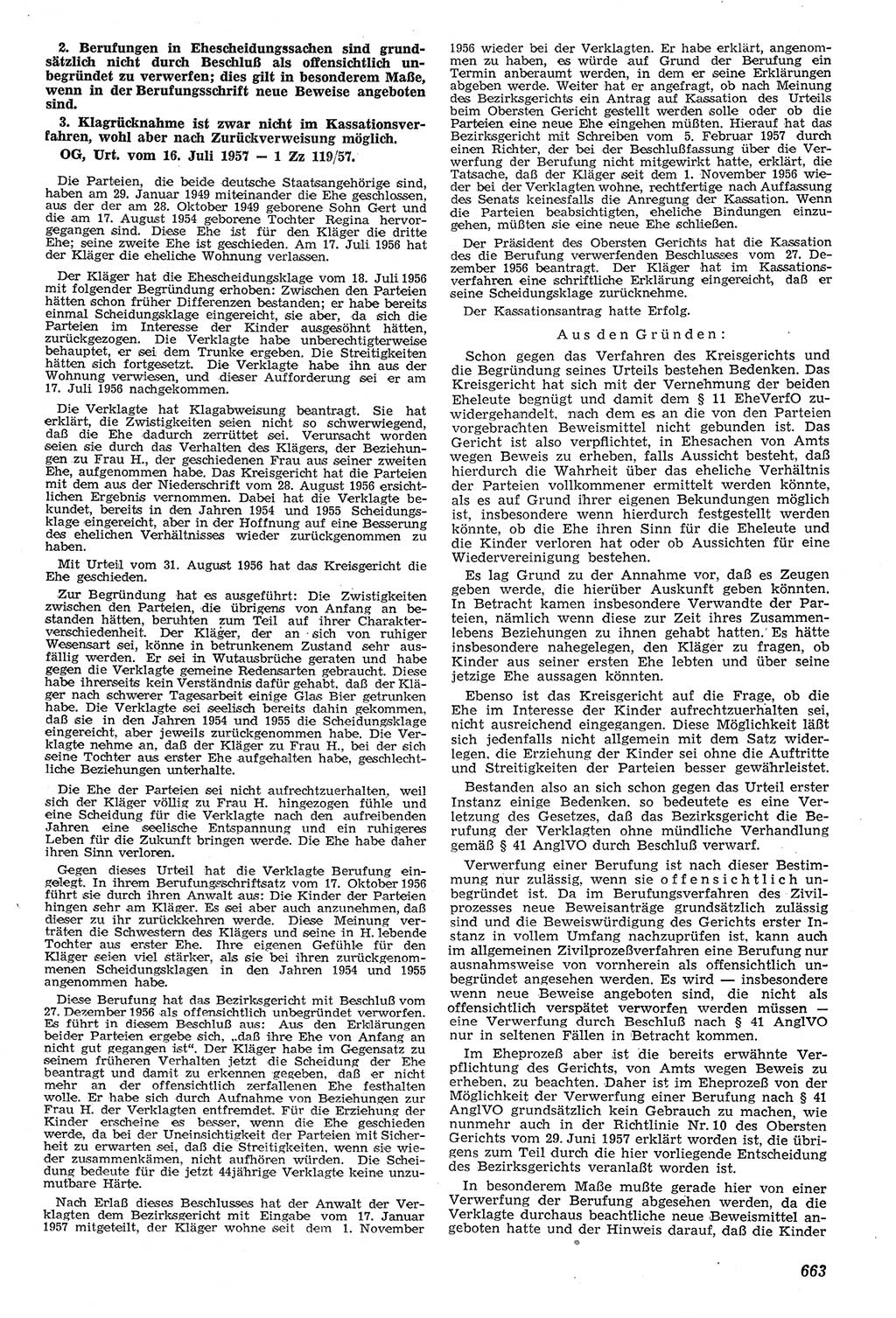Neue Justiz (NJ), Zeitschrift für Recht und Rechtswissenschaft [Deutsche Demokratische Republik (DDR)], 11. Jahrgang 1957, Seite 663 (NJ DDR 1957, S. 663)