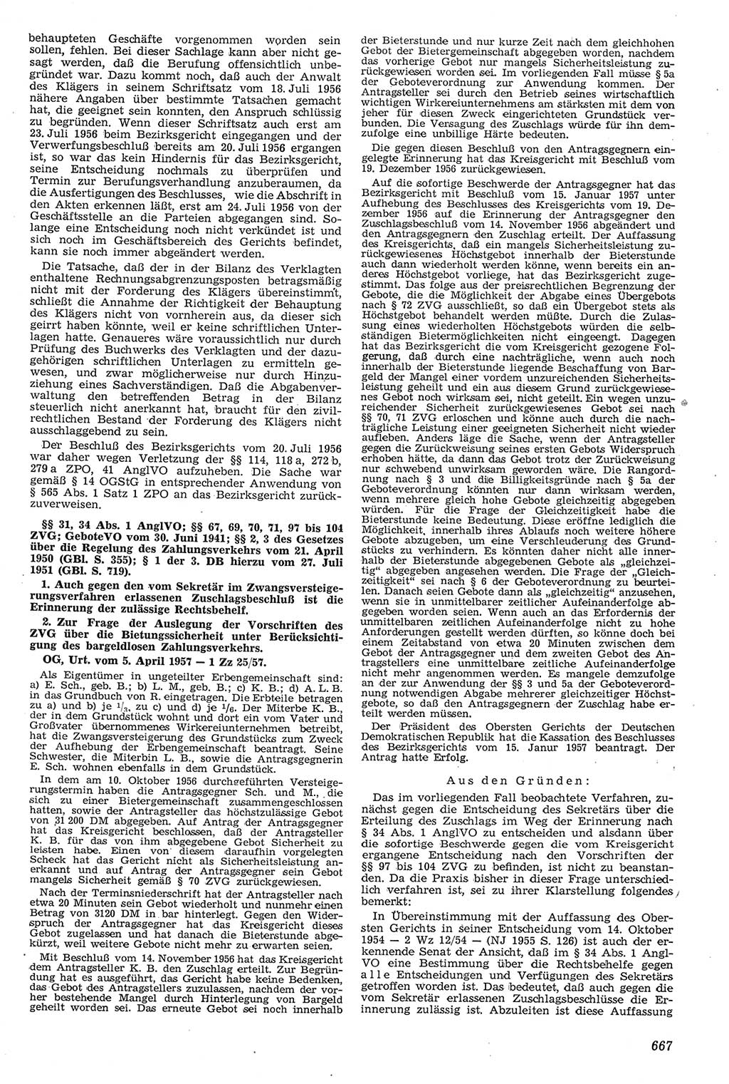 Neue Justiz (NJ), Zeitschrift für Recht und Rechtswissenschaft [Deutsche Demokratische Republik (DDR)], 11. Jahrgang 1957, Seite 667 (NJ DDR 1957, S. 667)