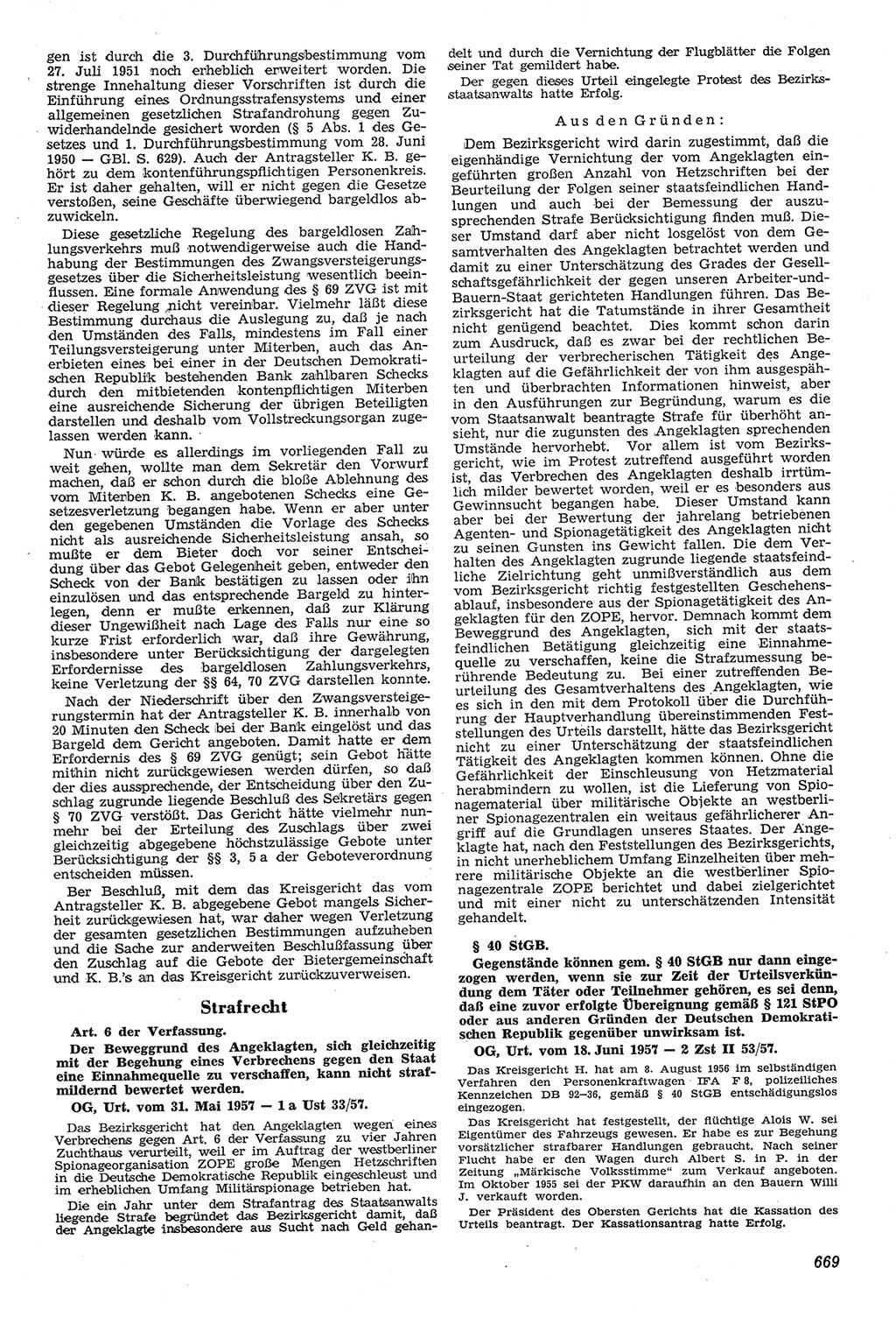 Neue Justiz (NJ), Zeitschrift für Recht und Rechtswissenschaft [Deutsche Demokratische Republik (DDR)], 11. Jahrgang 1957, Seite 669 (NJ DDR 1957, S. 669)