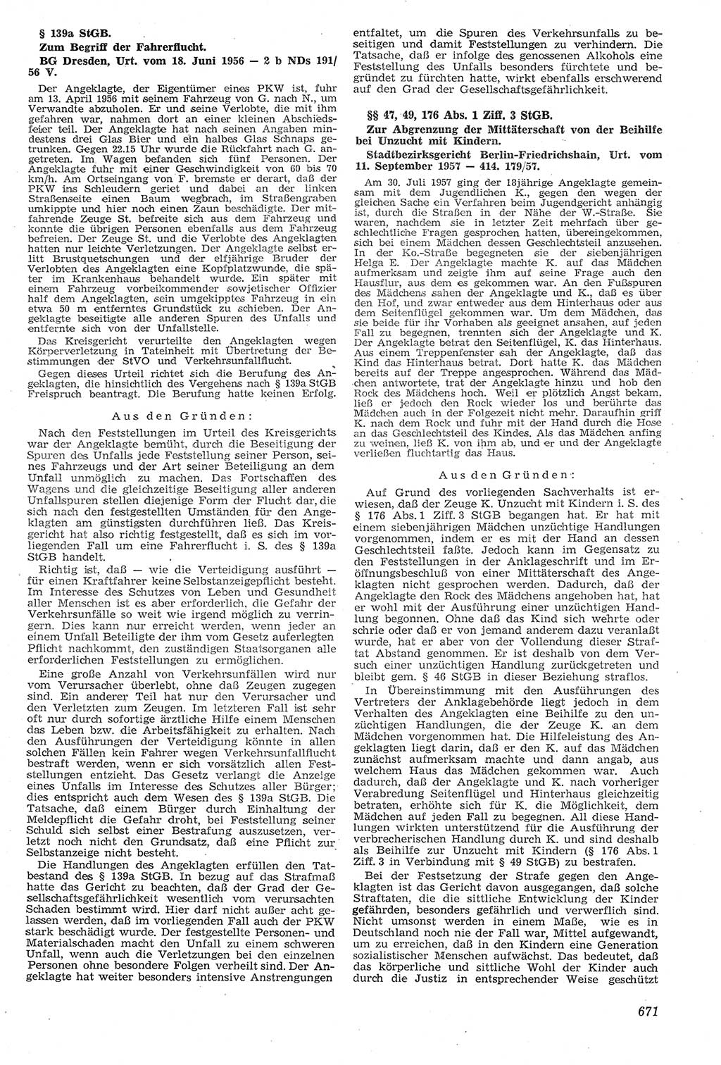 Neue Justiz (NJ), Zeitschrift für Recht und Rechtswissenschaft [Deutsche Demokratische Republik (DDR)], 11. Jahrgang 1957, Seite 671 (NJ DDR 1957, S. 671)