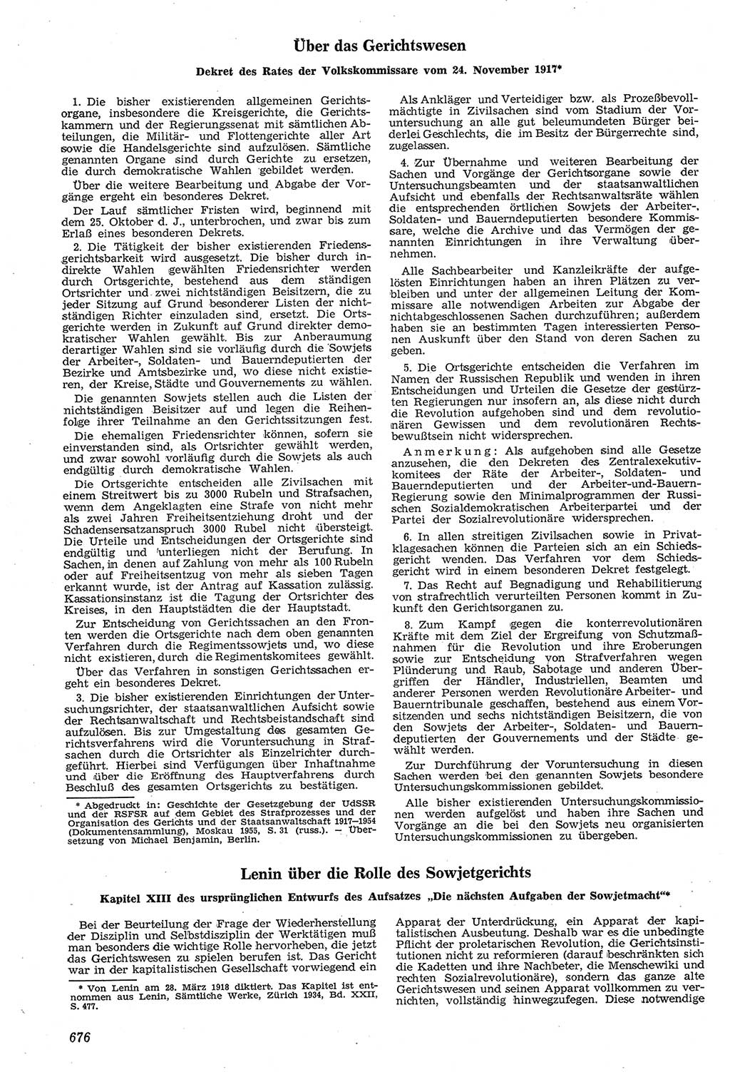 Neue Justiz (NJ), Zeitschrift für Recht und Rechtswissenschaft [Deutsche Demokratische Republik (DDR)], 11. Jahrgang 1957, Seite 676 (NJ DDR 1957, S. 676)