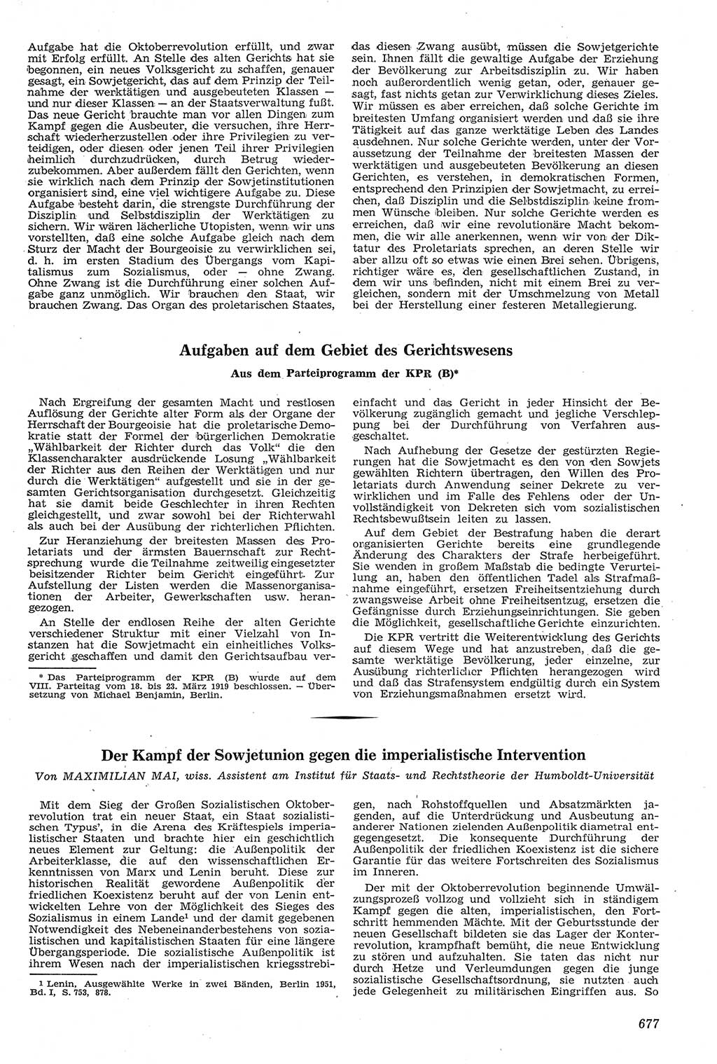 Neue Justiz (NJ), Zeitschrift für Recht und Rechtswissenschaft [Deutsche Demokratische Republik (DDR)], 11. Jahrgang 1957, Seite 677 (NJ DDR 1957, S. 677)