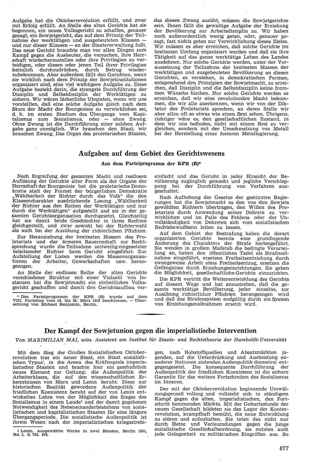 Neue Justiz (NJ), Zeitschrift für Recht und Rechtswissenschaft [Deutsche Demokratische Republik (DDR)], 11. Jahrgang 1957, Seite 677 (NJ DDR 1957, S. 677)