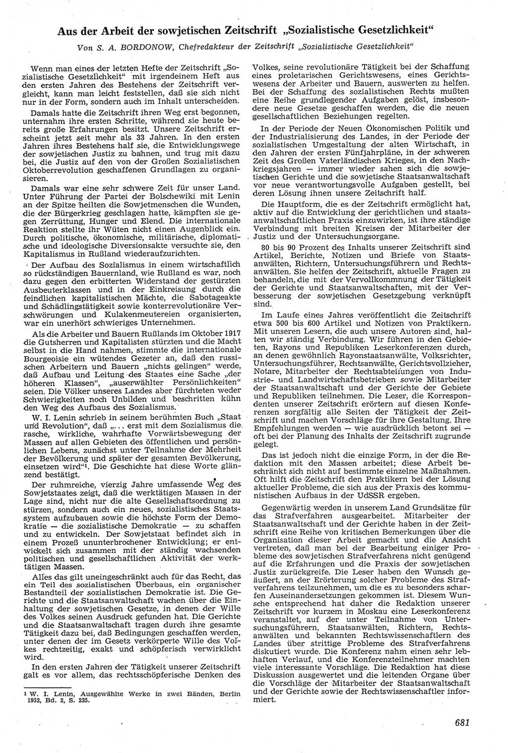 Neue Justiz (NJ), Zeitschrift für Recht und Rechtswissenschaft [Deutsche Demokratische Republik (DDR)], 11. Jahrgang 1957, Seite 681 (NJ DDR 1957, S. 681)