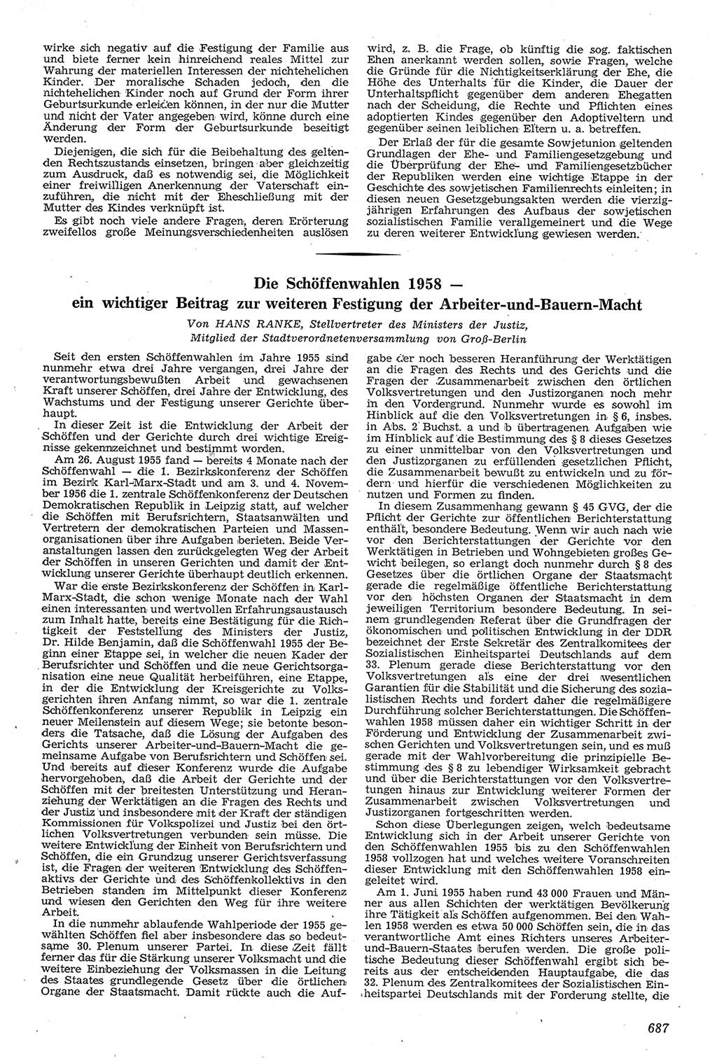 Neue Justiz (NJ), Zeitschrift für Recht und Rechtswissenschaft [Deutsche Demokratische Republik (DDR)], 11. Jahrgang 1957, Seite 687 (NJ DDR 1957, S. 687)