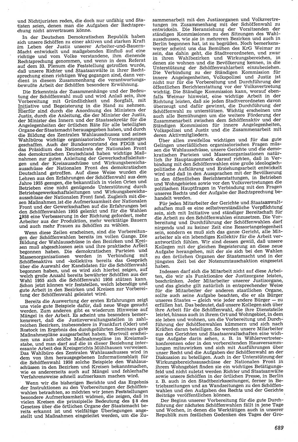 Neue Justiz (NJ), Zeitschrift für Recht und Rechtswissenschaft [Deutsche Demokratische Republik (DDR)], 11. Jahrgang 1957, Seite 689 (NJ DDR 1957, S. 689)