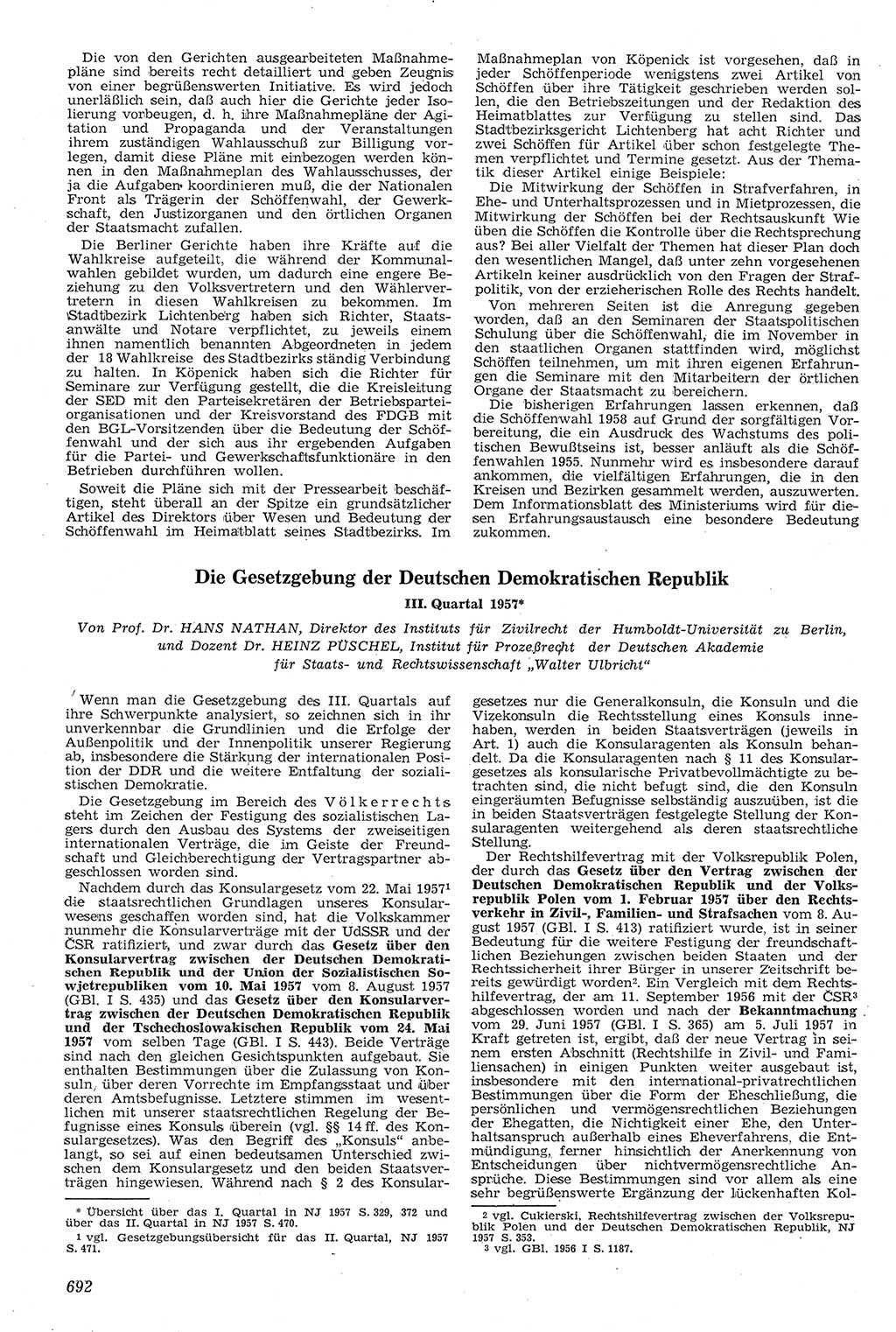 Neue Justiz (NJ), Zeitschrift für Recht und Rechtswissenschaft [Deutsche Demokratische Republik (DDR)], 11. Jahrgang 1957, Seite 692 (NJ DDR 1957, S. 692)