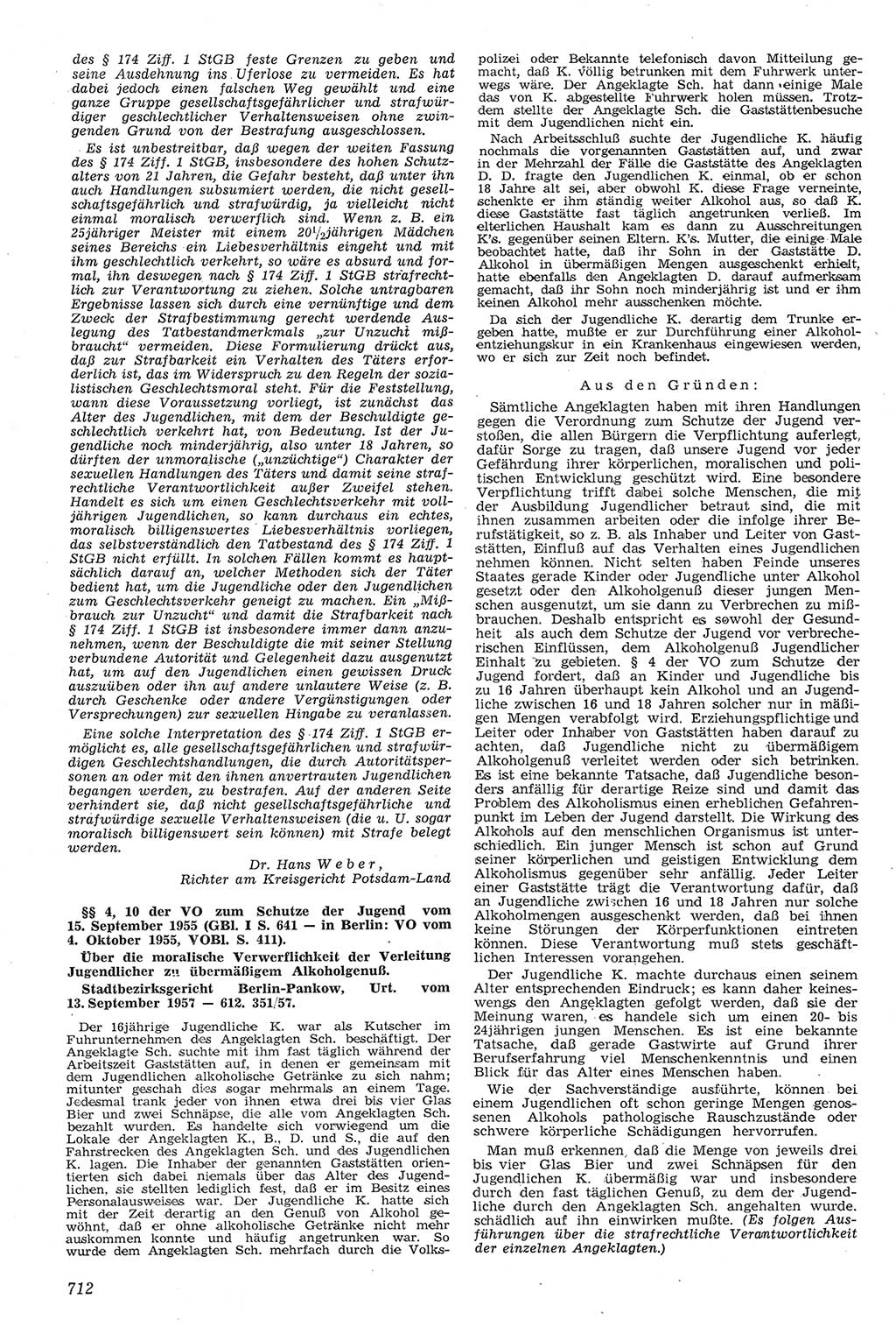 Neue Justiz (NJ), Zeitschrift für Recht und Rechtswissenschaft [Deutsche Demokratische Republik (DDR)], 11. Jahrgang 1957, Seite 712 (NJ DDR 1957, S. 712)