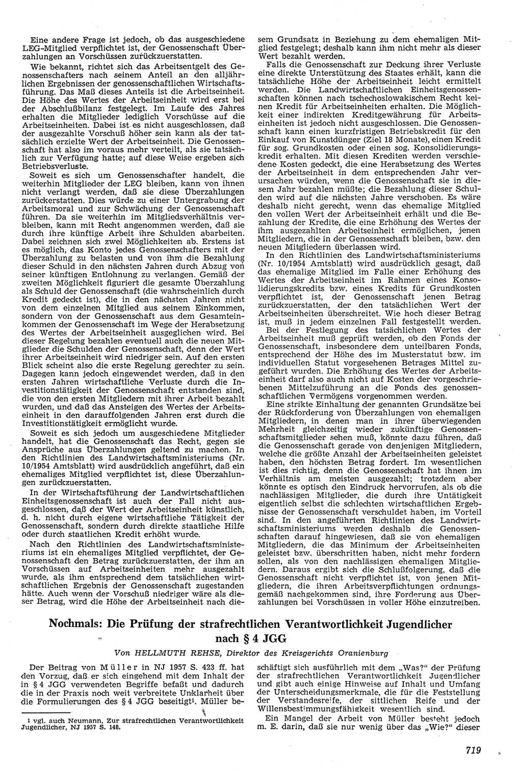 Neue Justiz (NJ), Zeitschrift für Recht und Rechtswissenschaft [Deutsche Demokratische Republik (DDR)], 11. Jahrgang 1957, Seite 719 (NJ DDR 1957, S. 719)
