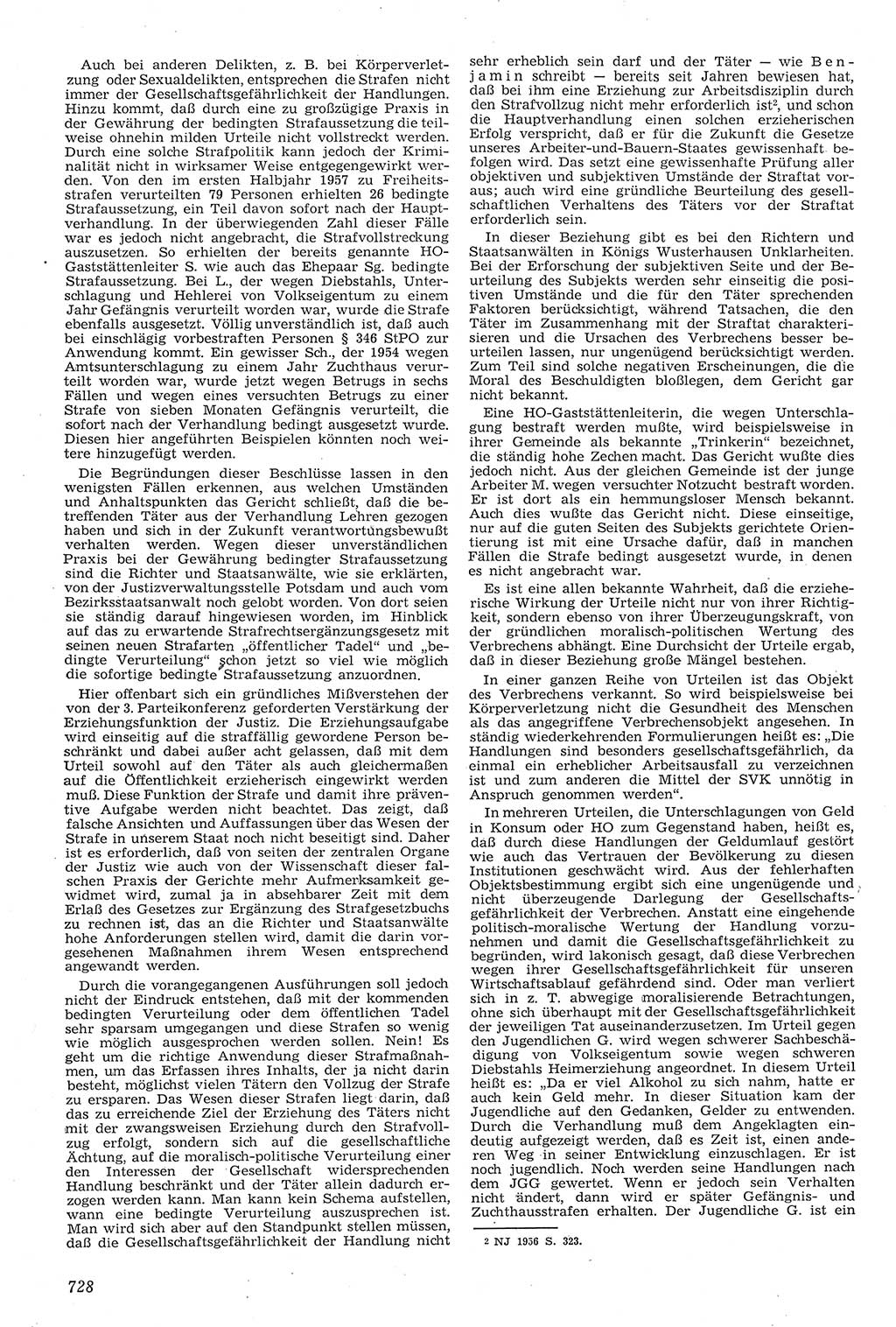 Neue Justiz (NJ), Zeitschrift für Recht und Rechtswissenschaft [Deutsche Demokratische Republik (DDR)], 11. Jahrgang 1957, Seite 728 (NJ DDR 1957, S. 728)