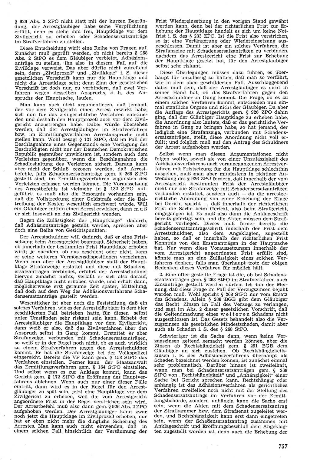 Neue Justiz (NJ), Zeitschrift für Recht und Rechtswissenschaft [Deutsche Demokratische Republik (DDR)], 11. Jahrgang 1957, Seite 737 (NJ DDR 1957, S. 737)