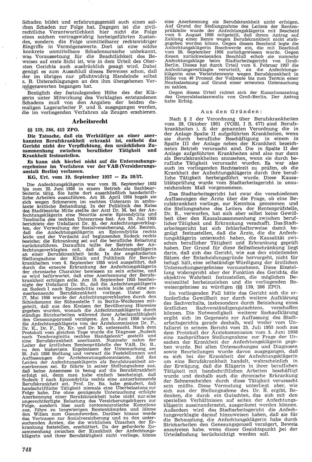 Neue Justiz (NJ), Zeitschrift für Recht und Rechtswissenschaft [Deutsche Demokratische Republik (DDR)], 11. Jahrgang 1957, Seite 748 (NJ DDR 1957, S. 748)