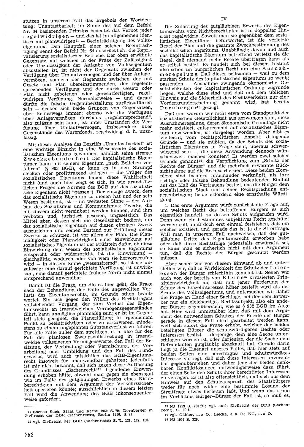 Neue Justiz (NJ), Zeitschrift für Recht und Rechtswissenschaft [Deutsche Demokratische Republik (DDR)], 11. Jahrgang 1957, Seite 752 (NJ DDR 1957, S. 752)