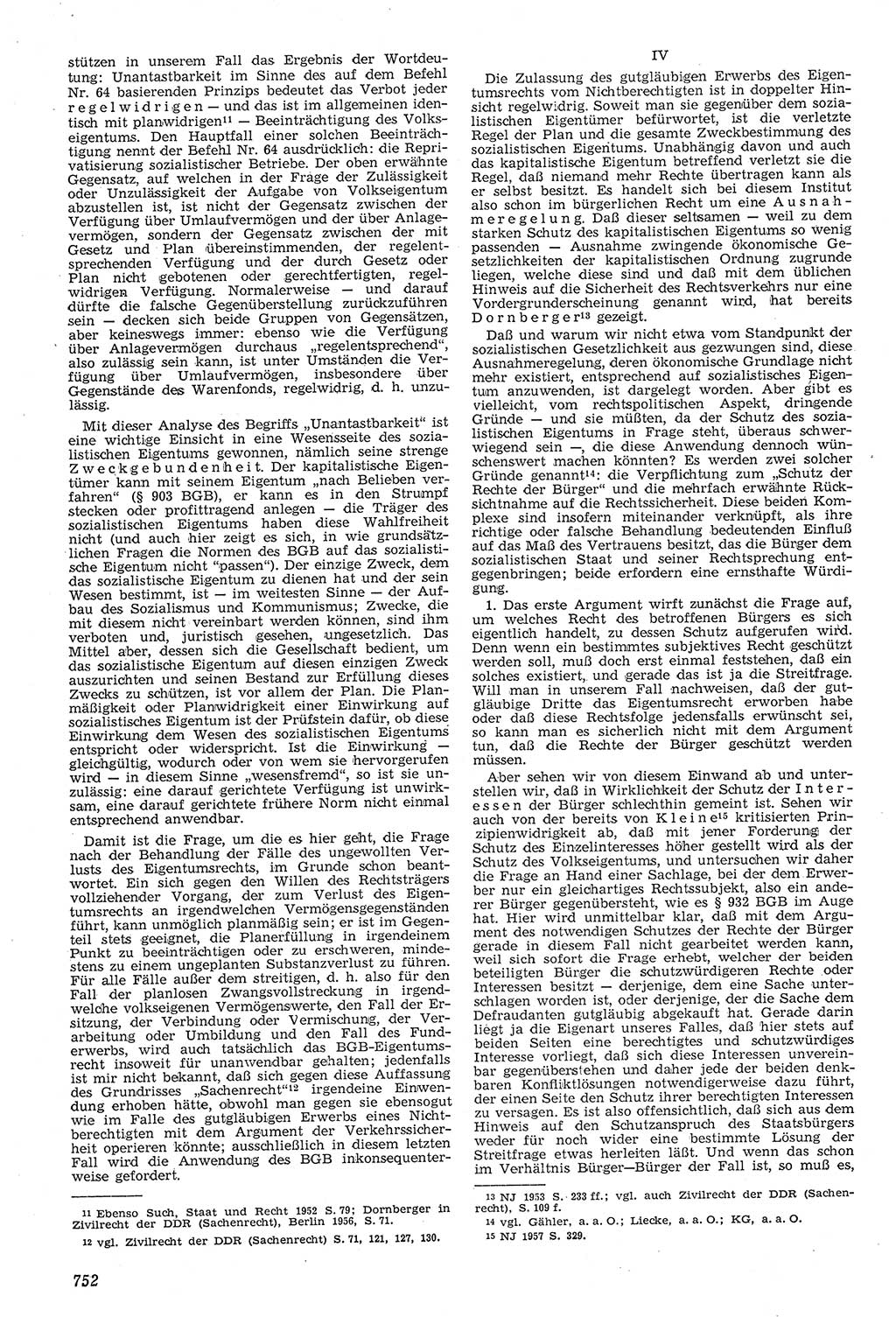 Neue Justiz (NJ), Zeitschrift für Recht und Rechtswissenschaft [Deutsche Demokratische Republik (DDR)], 11. Jahrgang 1957, Seite 752 (NJ DDR 1957, S. 752)
