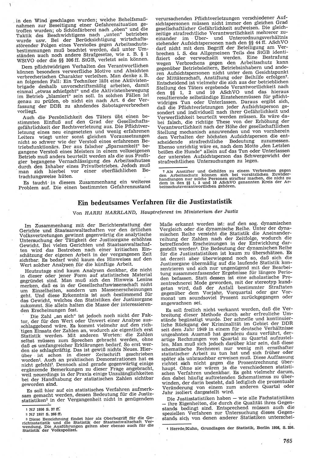 Neue Justiz (NJ), Zeitschrift für Recht und Rechtswissenschaft [Deutsche Demokratische Republik (DDR)], 11. Jahrgang 1957, Seite 765 (NJ DDR 1957, S. 765)