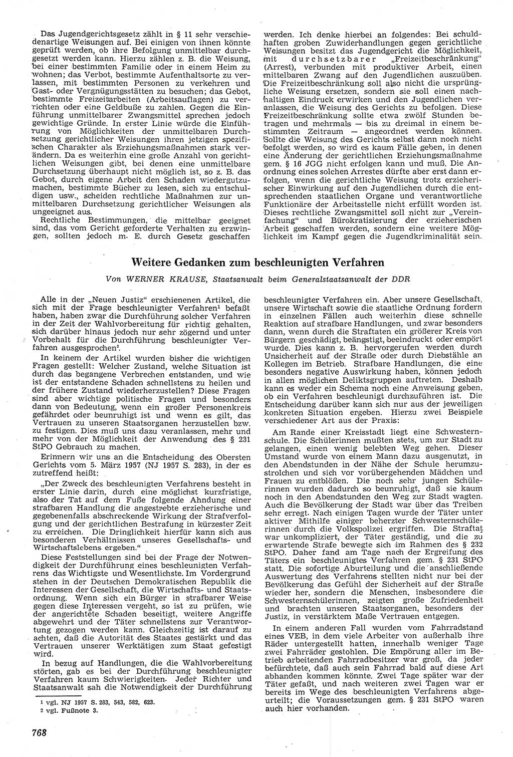 Neue Justiz (NJ), Zeitschrift für Recht und Rechtswissenschaft [Deutsche Demokratische Republik (DDR)], 11. Jahrgang 1957, Seite 768 (NJ DDR 1957, S. 768)